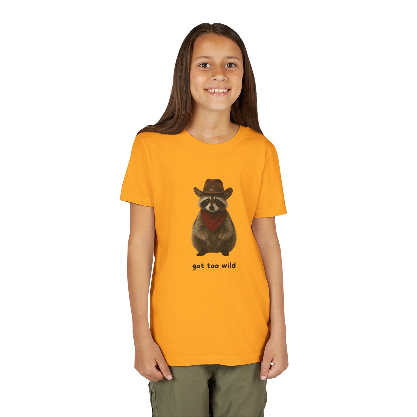 Youth Short Sleeve Tee 'Got Too Wild' Rebel the Raccoon