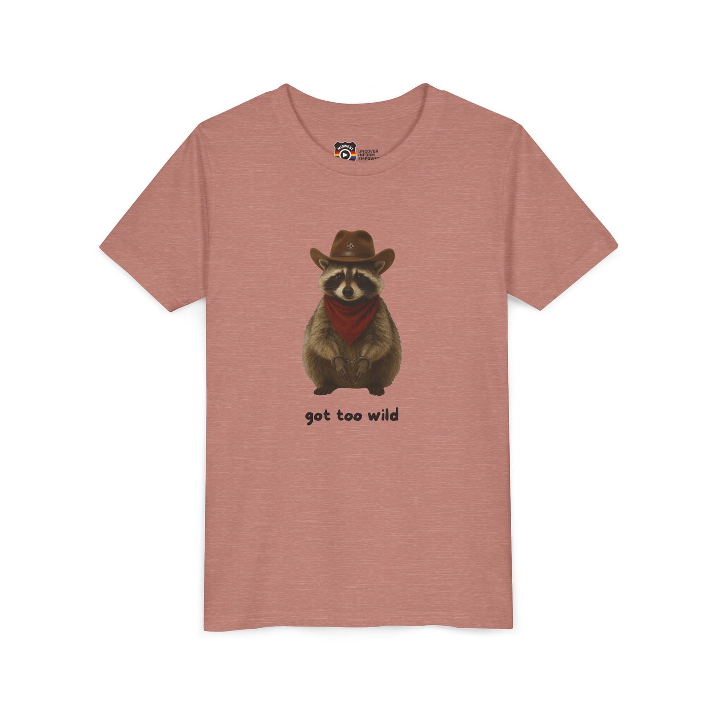 Youth Short Sleeve Tee 'Got Too Wild' Rebel the Raccoon