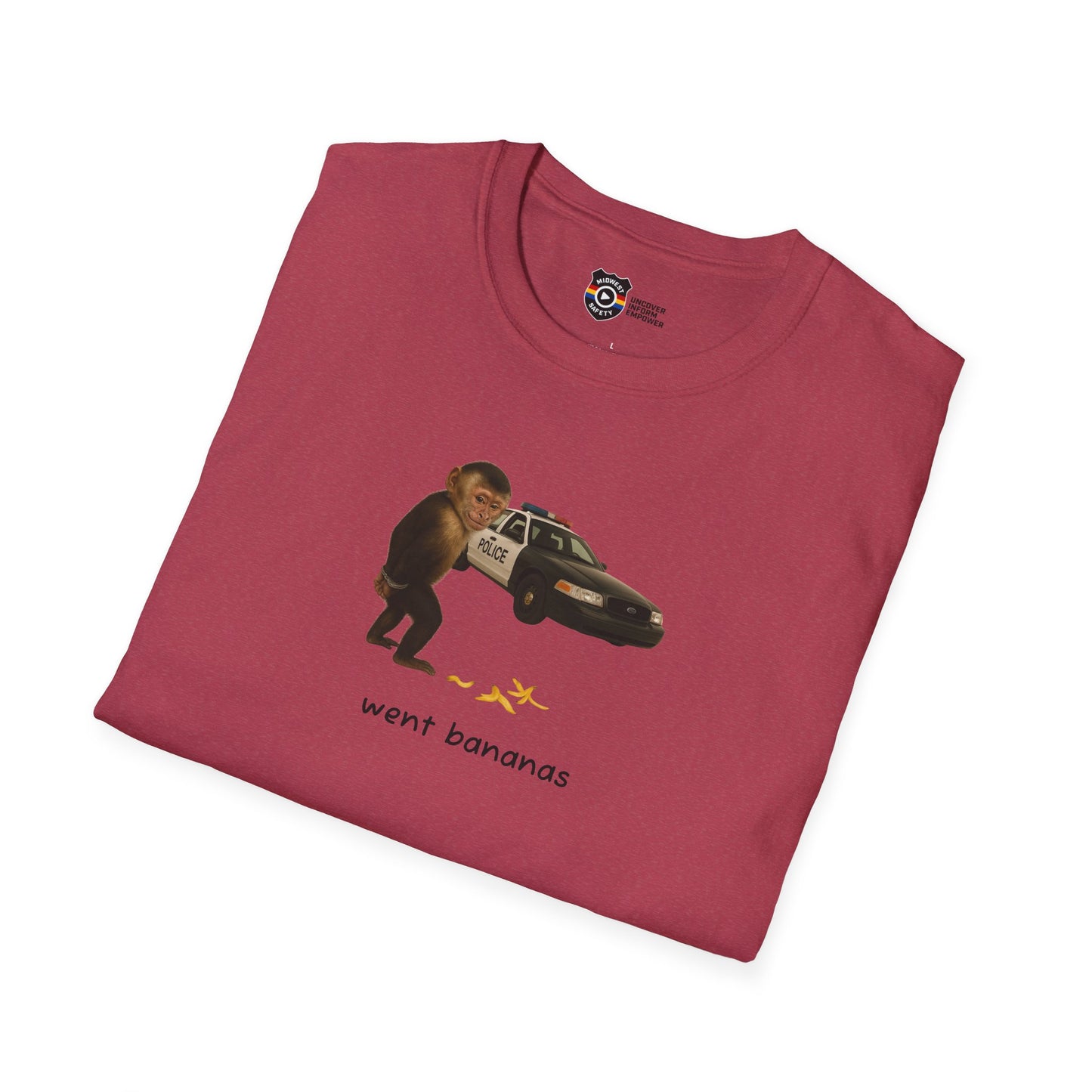 Went Bananas Unisex Softstyle Police Silly T-Shirt - Fun & Quirky Graphic Tee