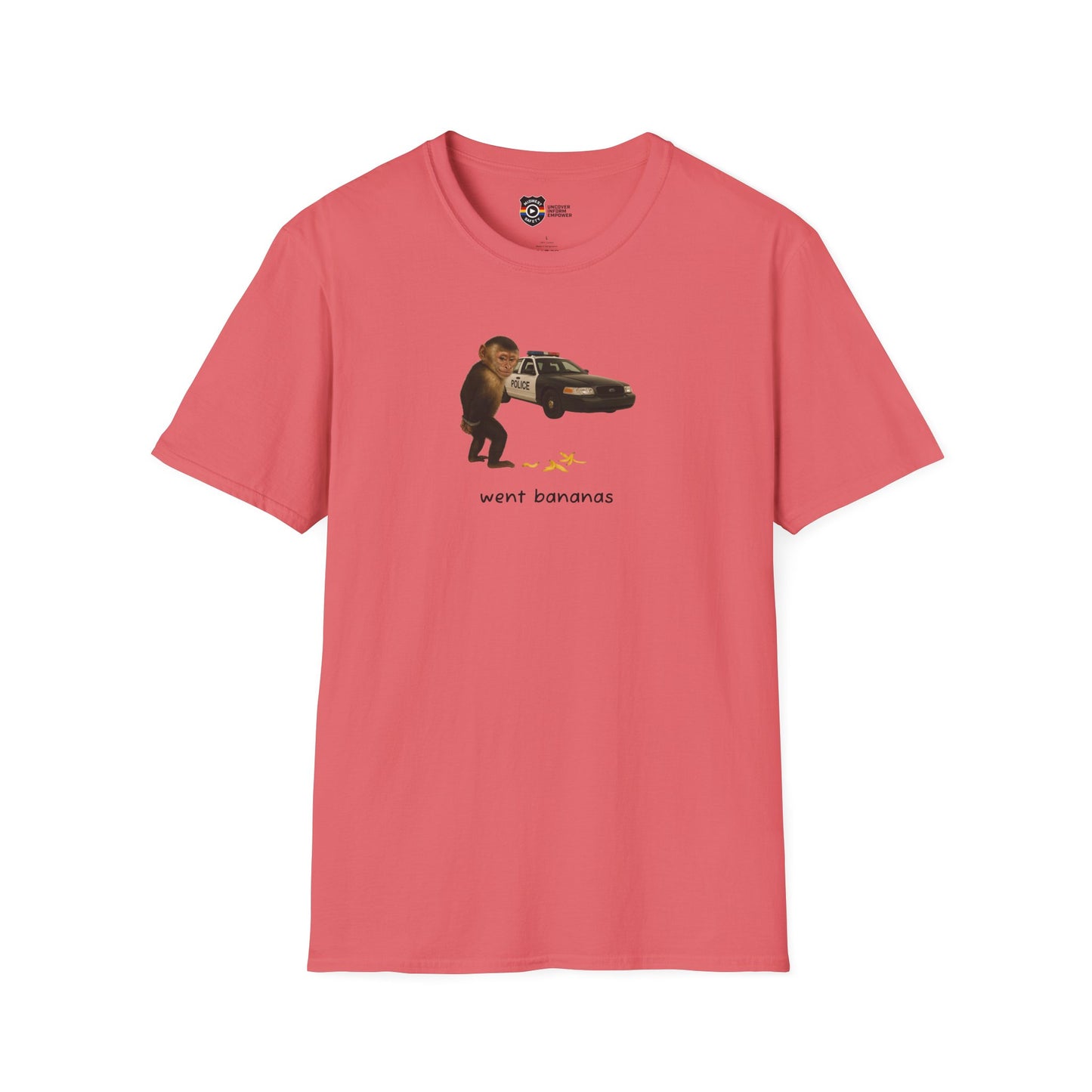 Went Bananas Unisex Softstyle Police Silly T-Shirt - Fun & Quirky Graphic Tee