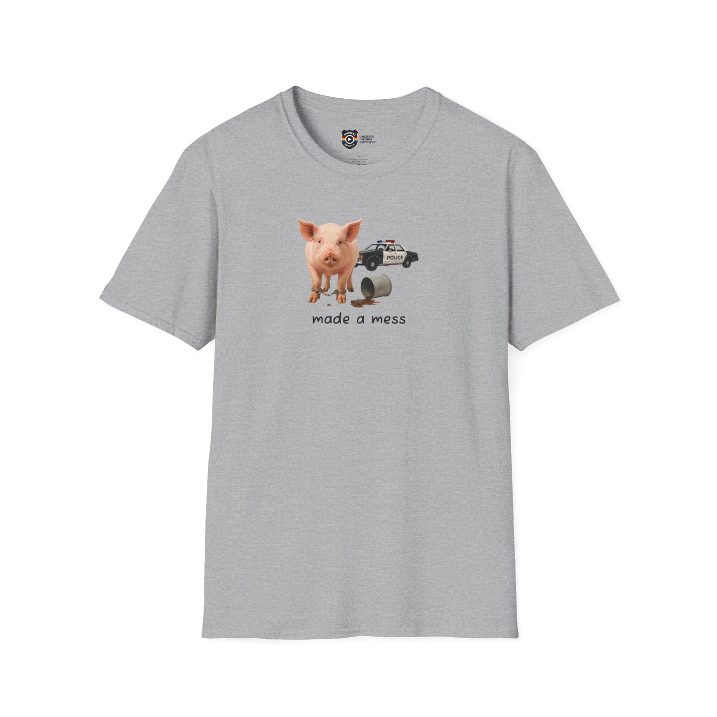 Unisex Softstyle Police Silly T-Shirt 'Made a Mess' - Fun & Quirky Graphic Tee