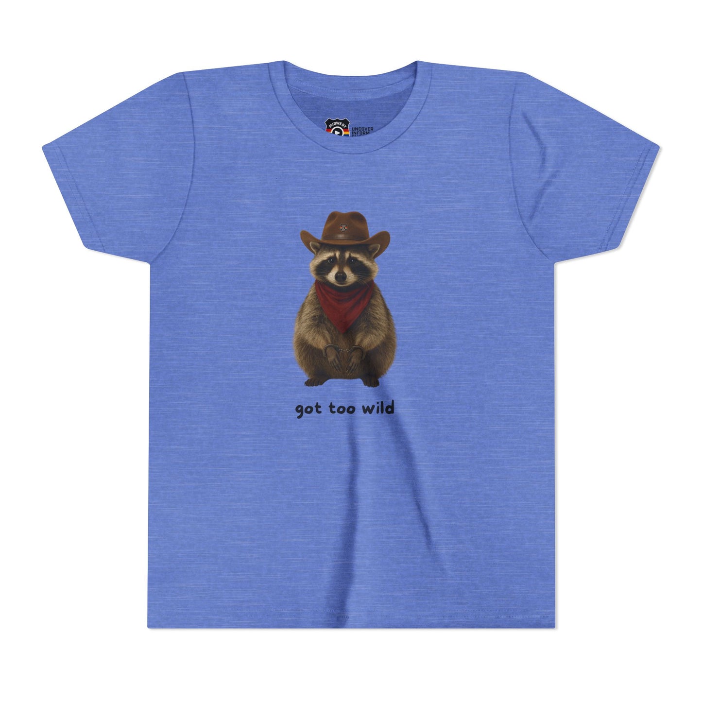 Youth Short Sleeve Tee 'Got Too Wild' Rebel the Raccoon