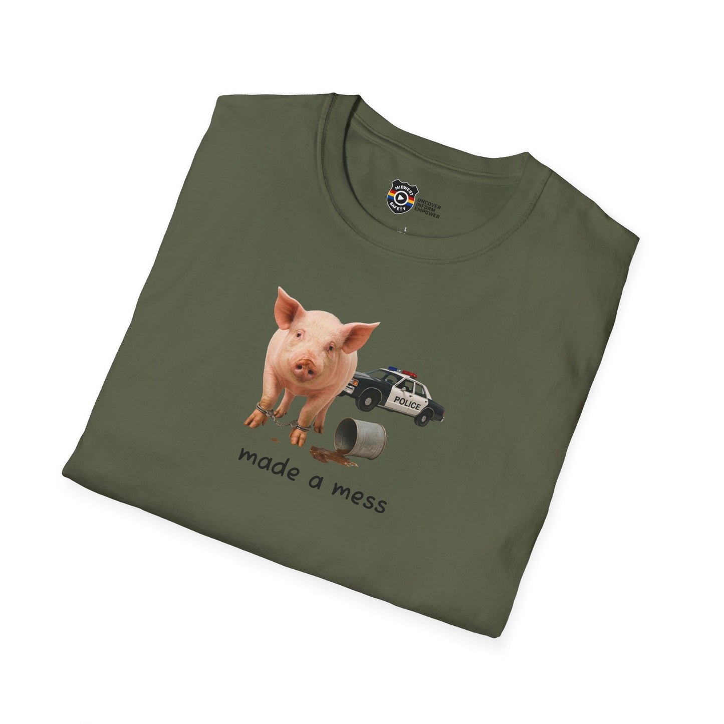 Unisex Softstyle Police Silly T-Shirt 'Made a Mess' - Fun & Quirky Graphic Tee