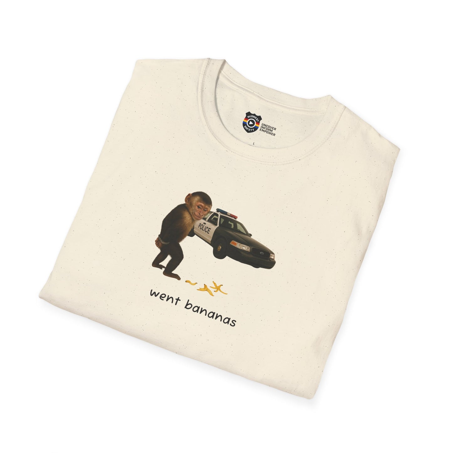 Went Bananas Unisex Softstyle Police Silly T-Shirt - Fun & Quirky Graphic Tee