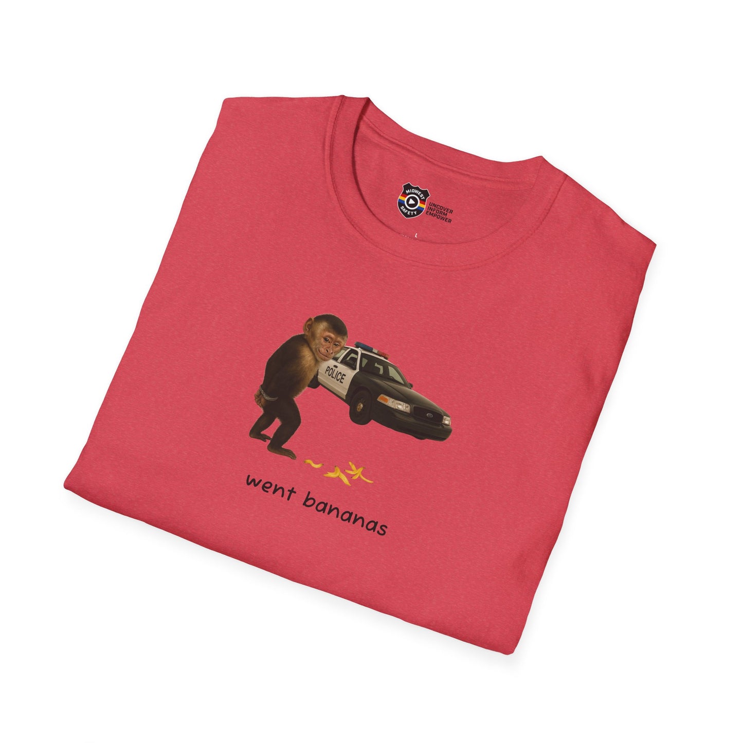 Went Bananas Unisex Softstyle Police Silly T-Shirt - Fun & Quirky Graphic Tee