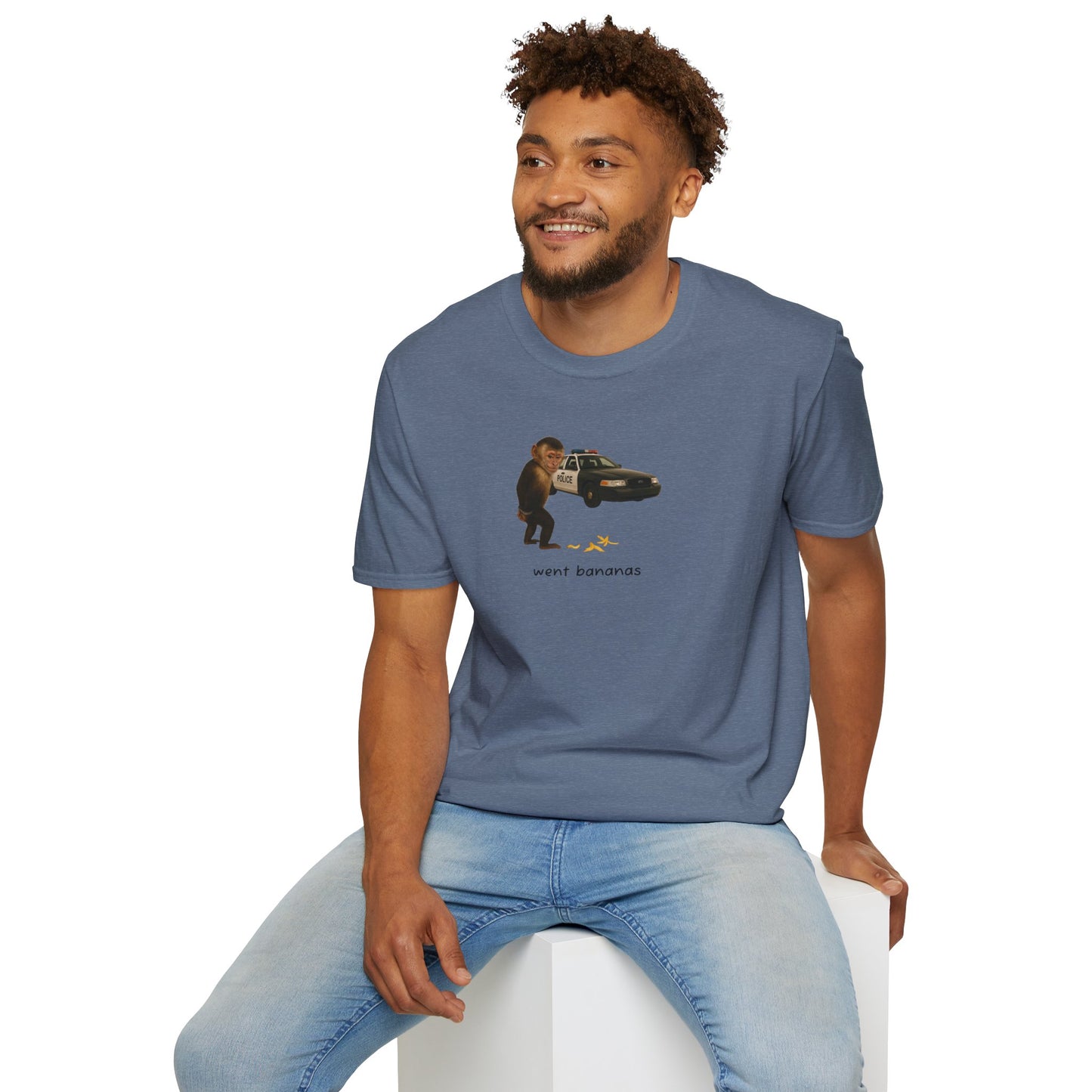 Went Bananas Unisex Softstyle Police Silly T-Shirt - Fun & Quirky Graphic Tee