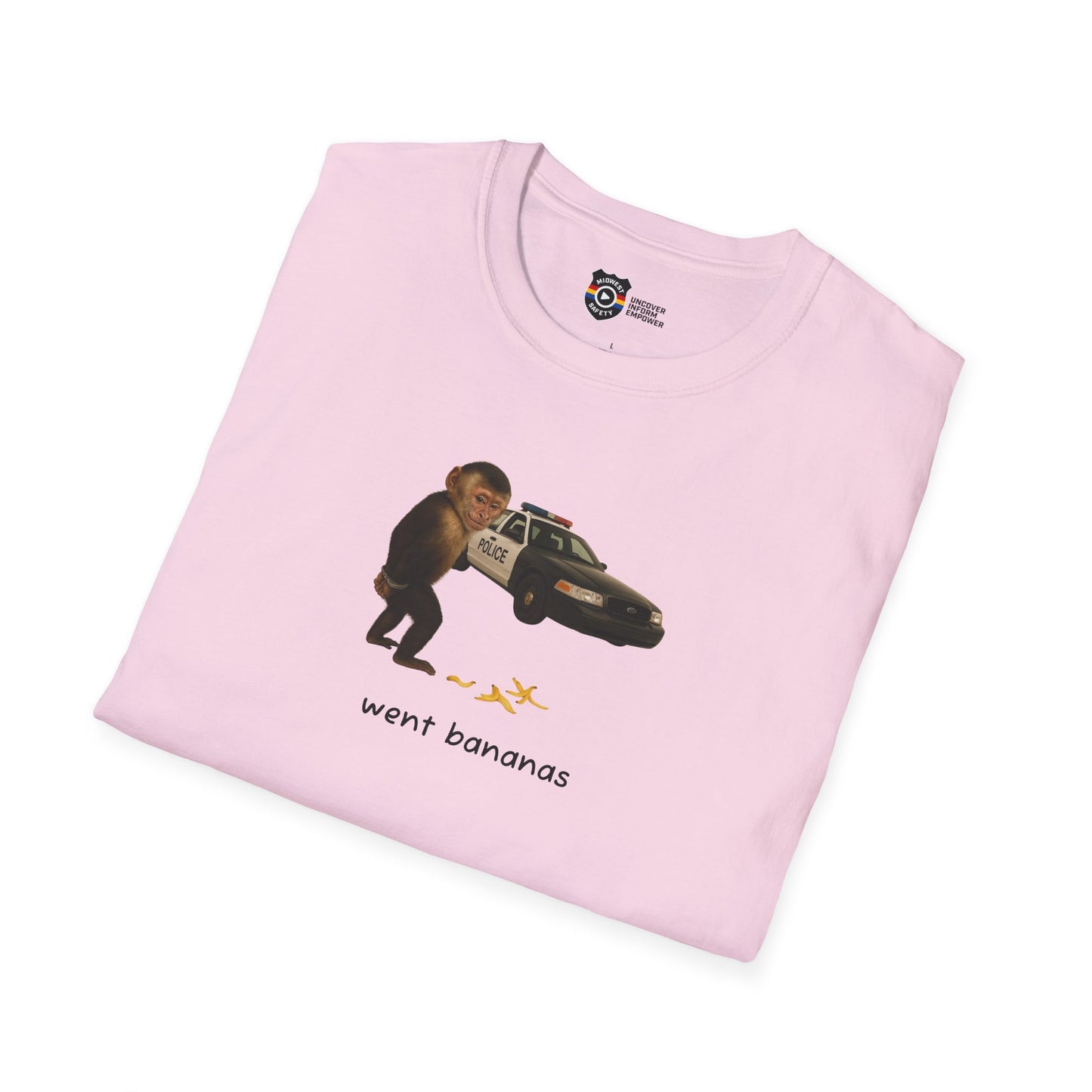 Went Bananas Unisex Softstyle Police Silly T-Shirt - Fun & Quirky Graphic Tee