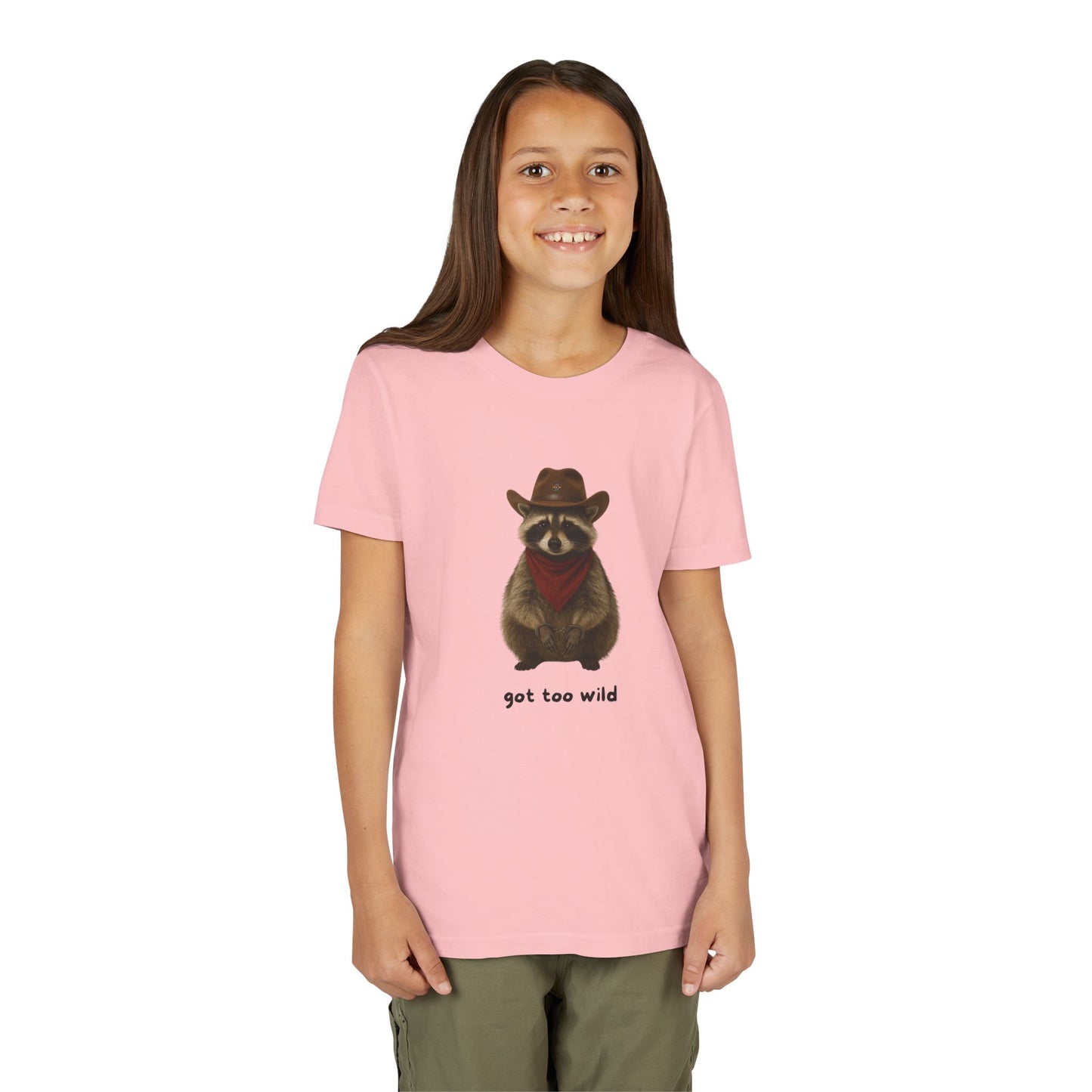 Youth Short Sleeve Tee 'Got Too Wild' Rebel the Raccoon