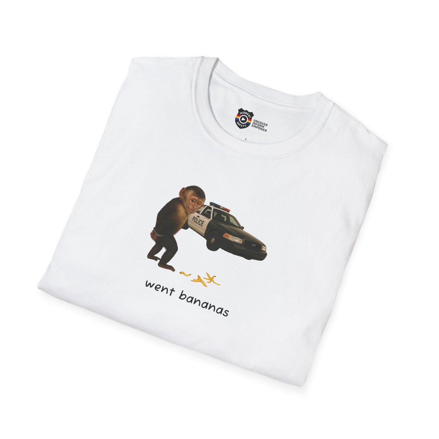 Went Bananas Unisex Softstyle Police Silly T-Shirt - Fun & Quirky Graphic Tee