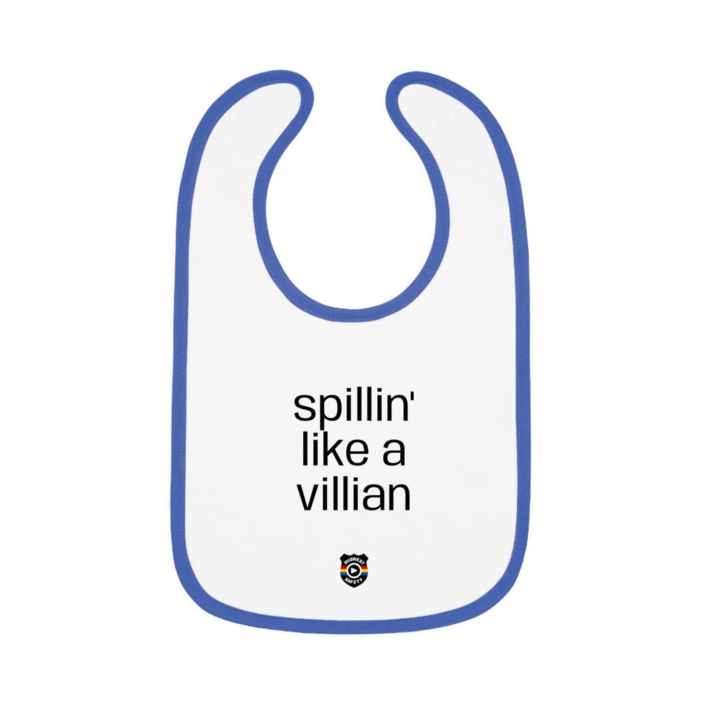 Funny Baby Bib - 'Spillin' Like A Villian' Contrast Trim Jersey Bib