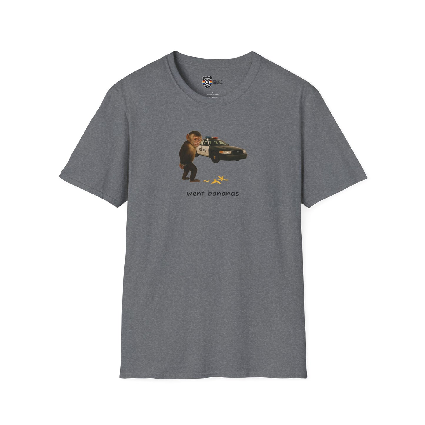 Went Bananas Unisex Softstyle Police Silly T-Shirt - Fun & Quirky Graphic Tee