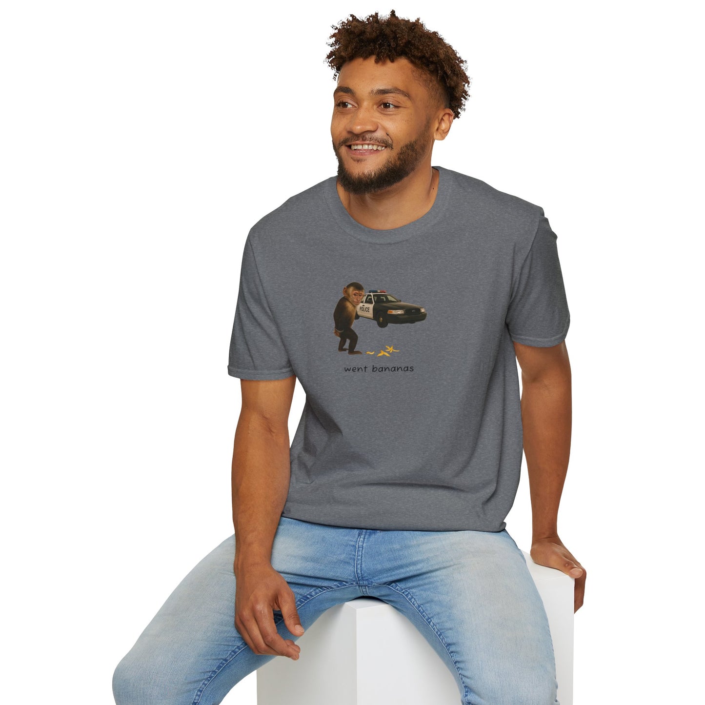 Went Bananas Unisex Softstyle Police Silly T-Shirt - Fun & Quirky Graphic Tee