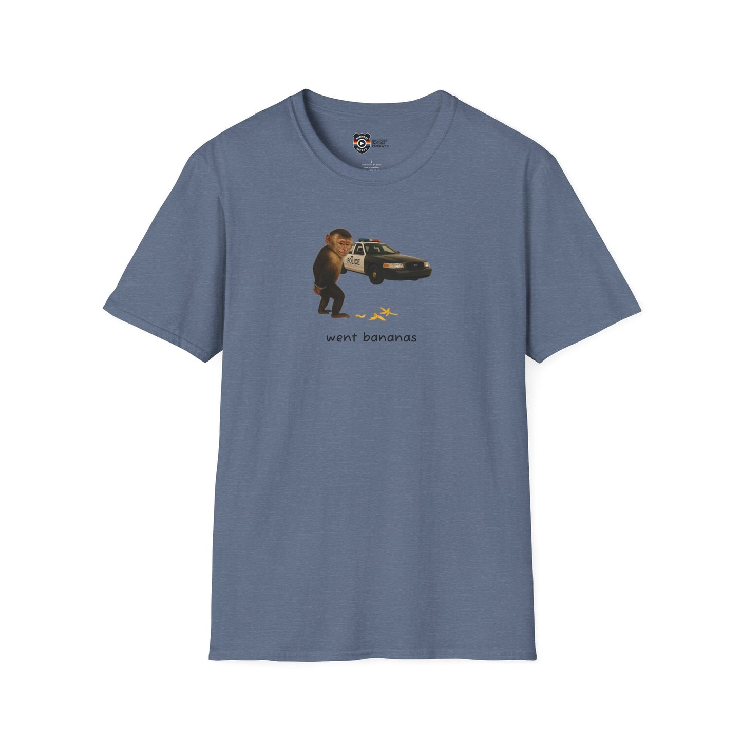 Went Bananas Unisex Softstyle Police Silly T-Shirt - Fun & Quirky Graphic Tee
