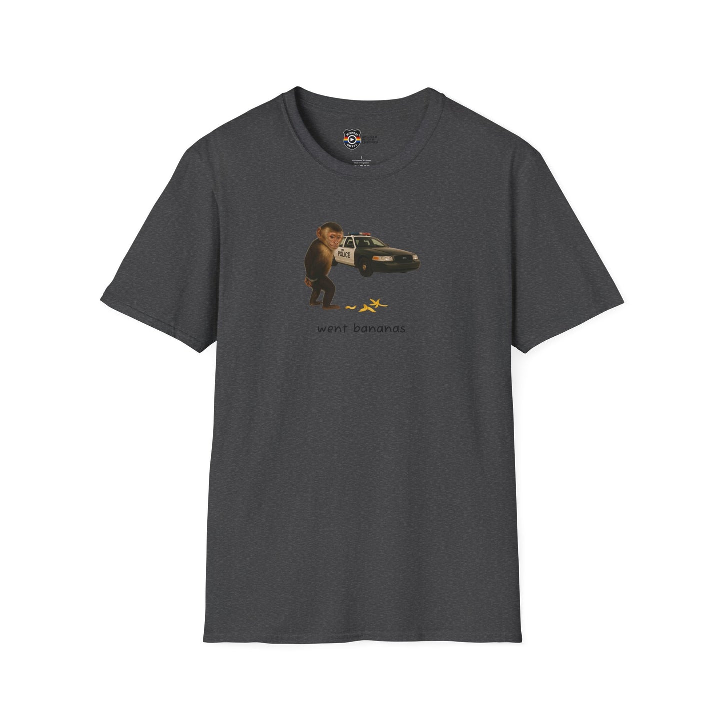 Went Bananas Unisex Softstyle Police Silly T-Shirt - Fun & Quirky Graphic Tee
