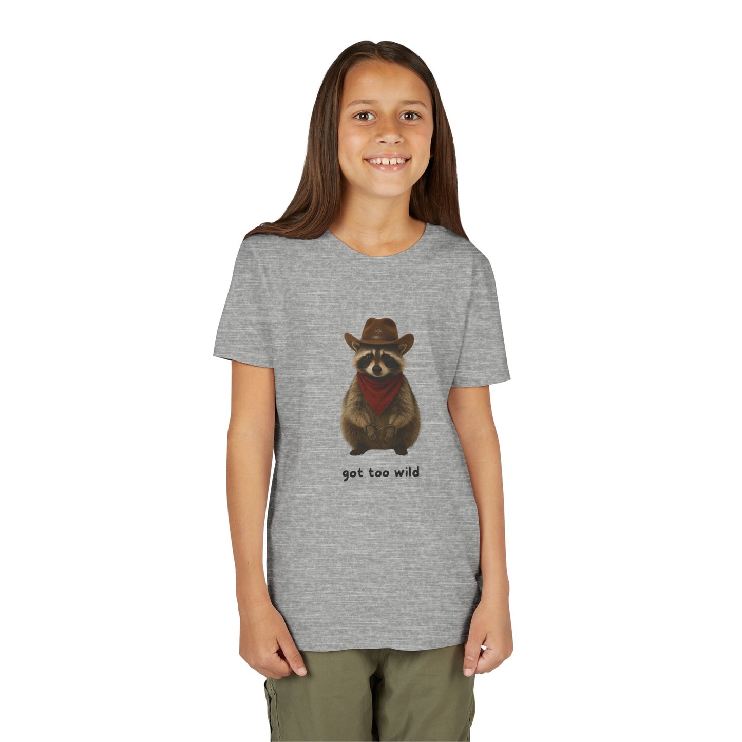 Youth Short Sleeve Tee 'Got Too Wild' Rebel the Raccoon