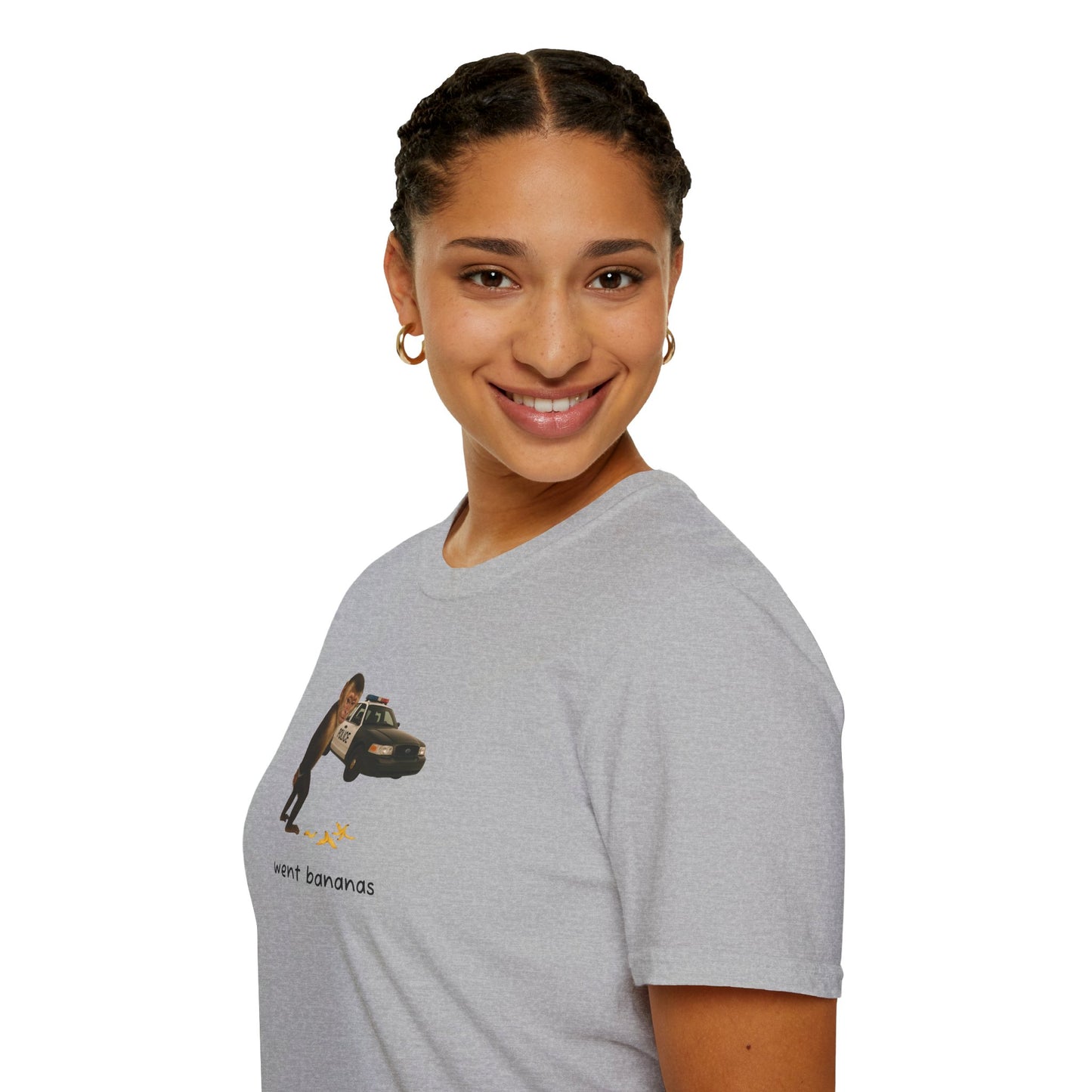 Went Bananas Unisex Softstyle Police Silly T-Shirt - Fun & Quirky Graphic Tee