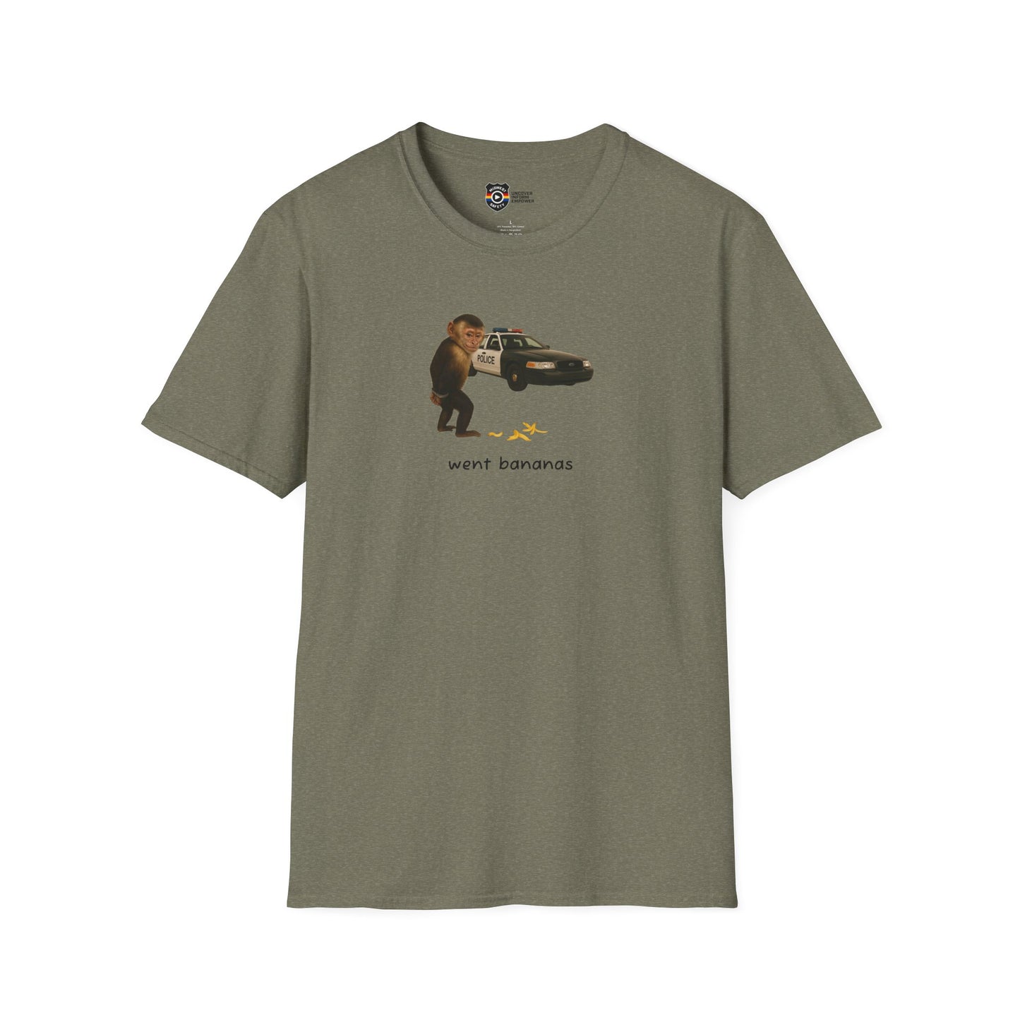 Went Bananas Unisex Softstyle Police Silly T-Shirt - Fun & Quirky Graphic Tee