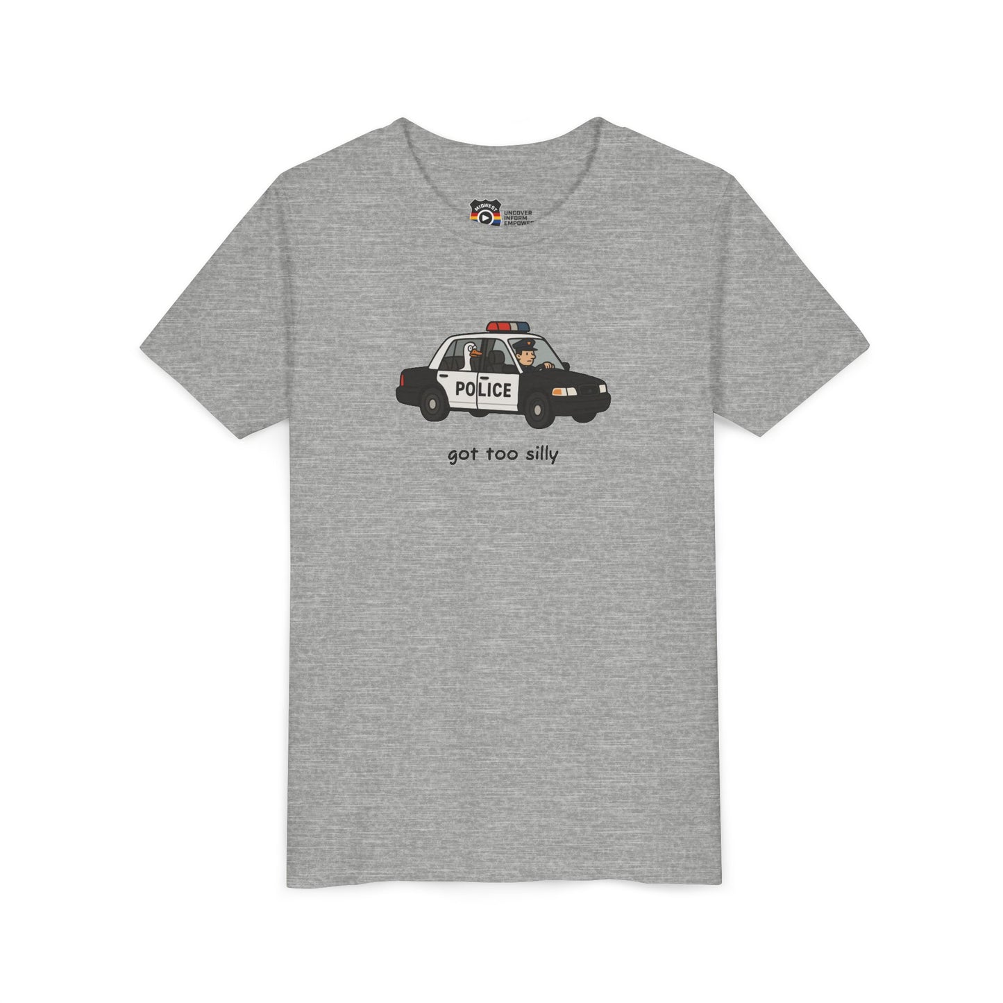 Youth Short Sleeve Tee Funny Police Car, 'Got Too Silly'