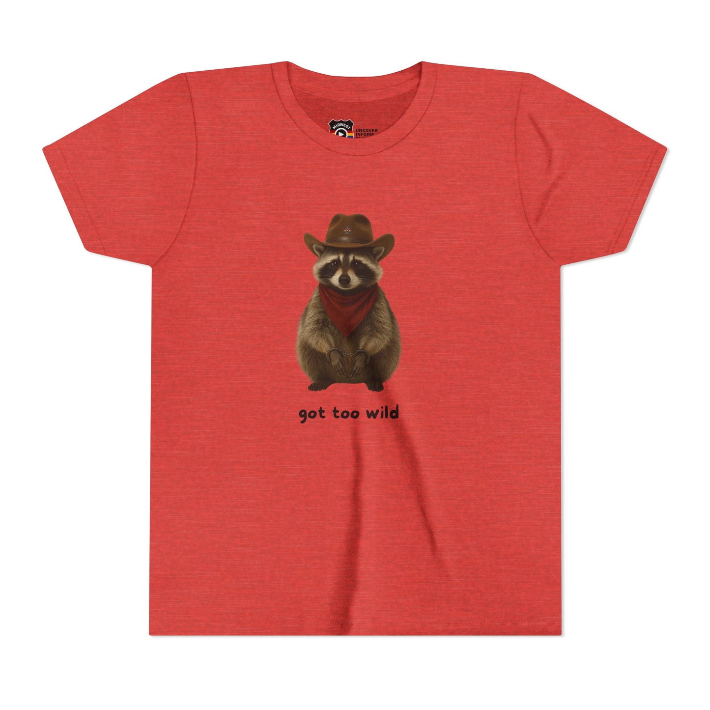 Youth Short Sleeve Tee 'Got Too Wild' Rebel the Raccoon