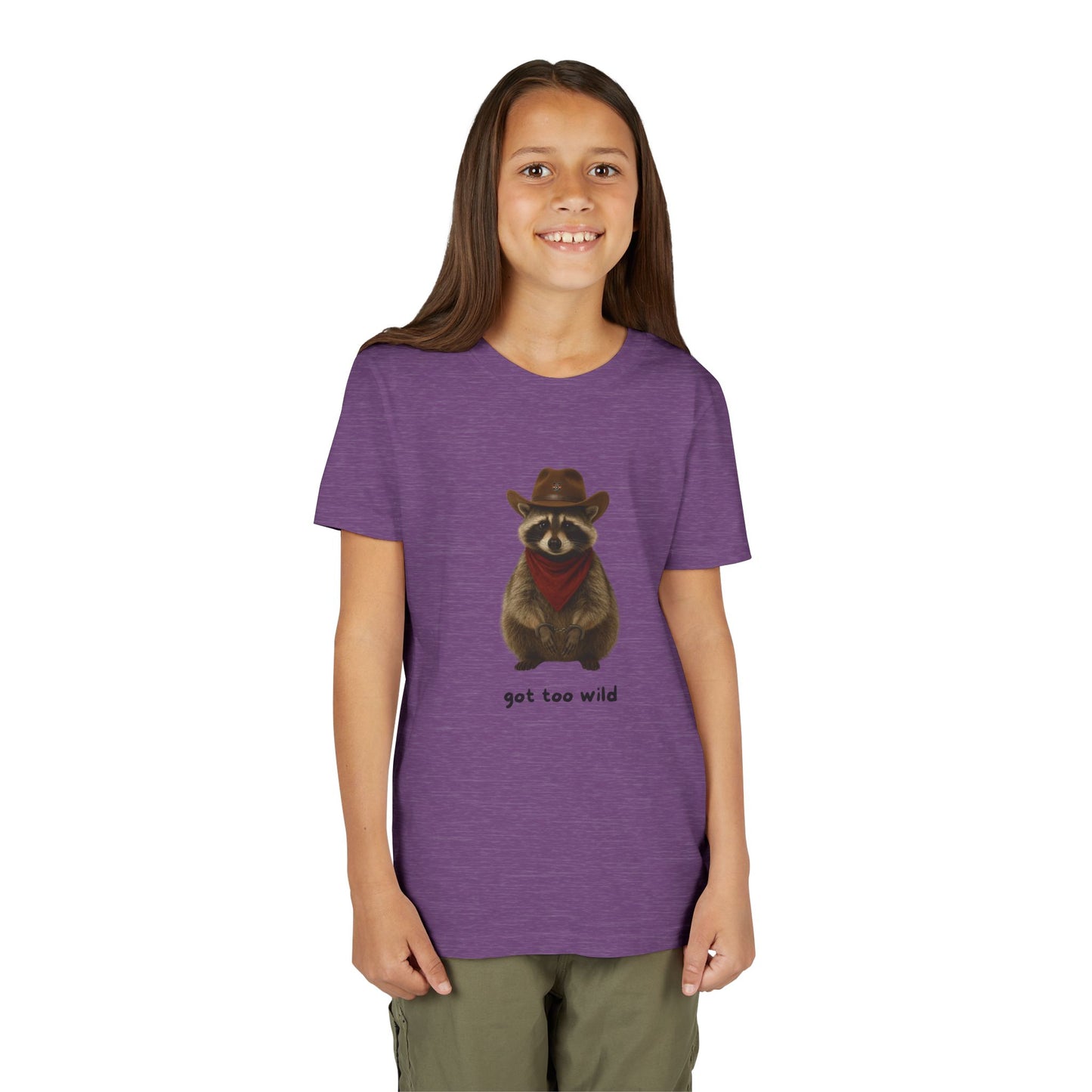 Youth Short Sleeve Tee 'Got Too Wild' Rebel the Raccoon