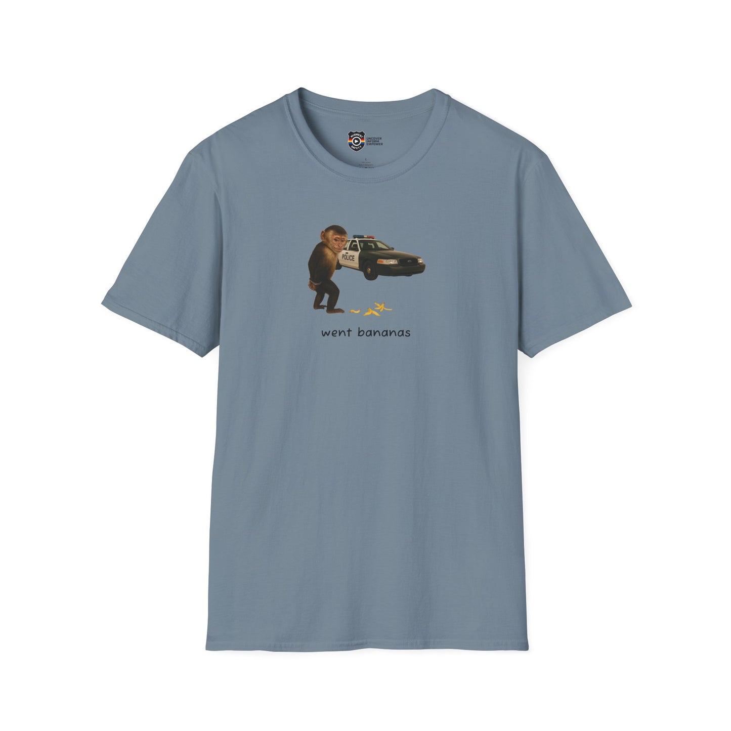 Went Bananas Unisex Softstyle Police Silly T-Shirt - Fun & Quirky Graphic Tee