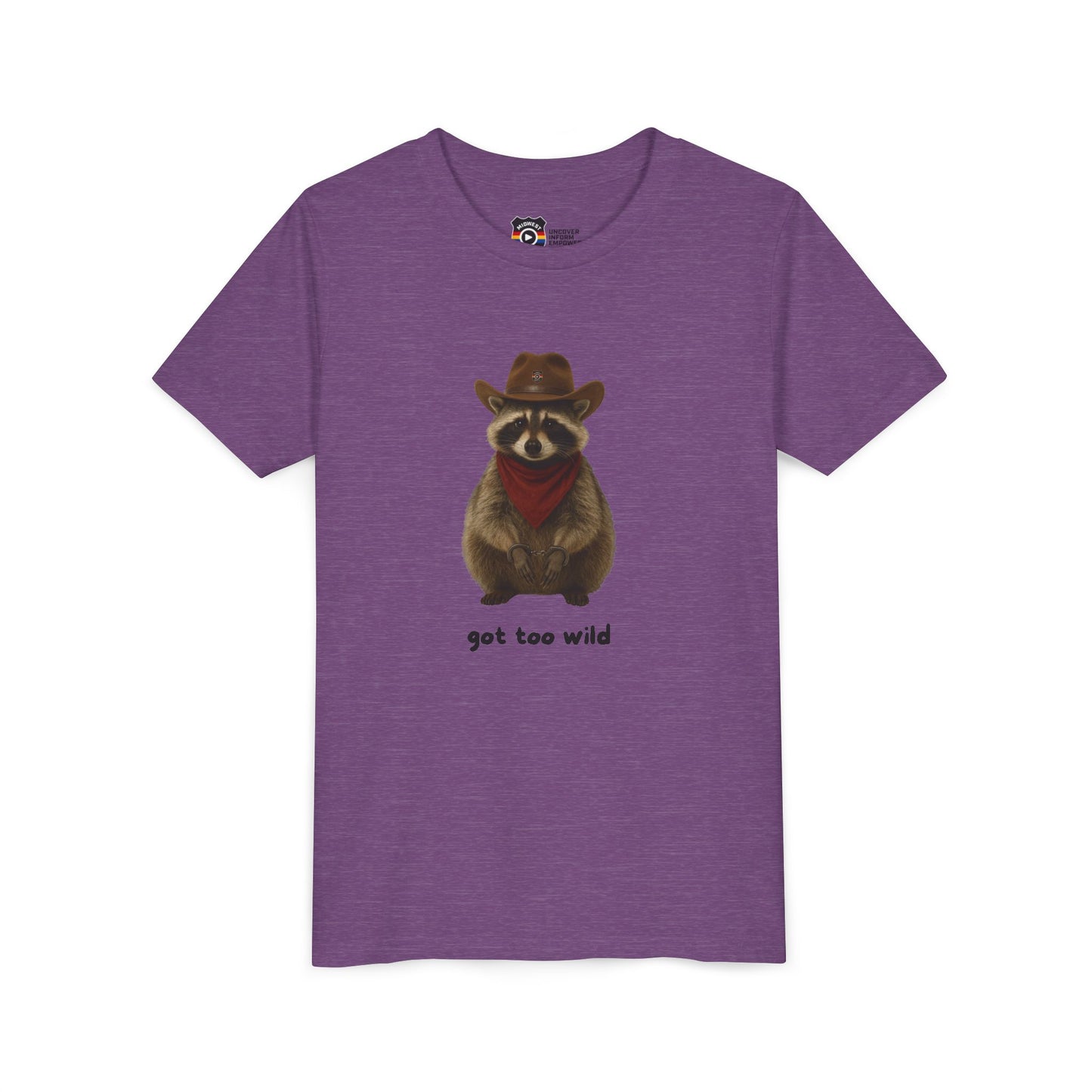Youth Short Sleeve Tee 'Got Too Wild' Rebel the Raccoon