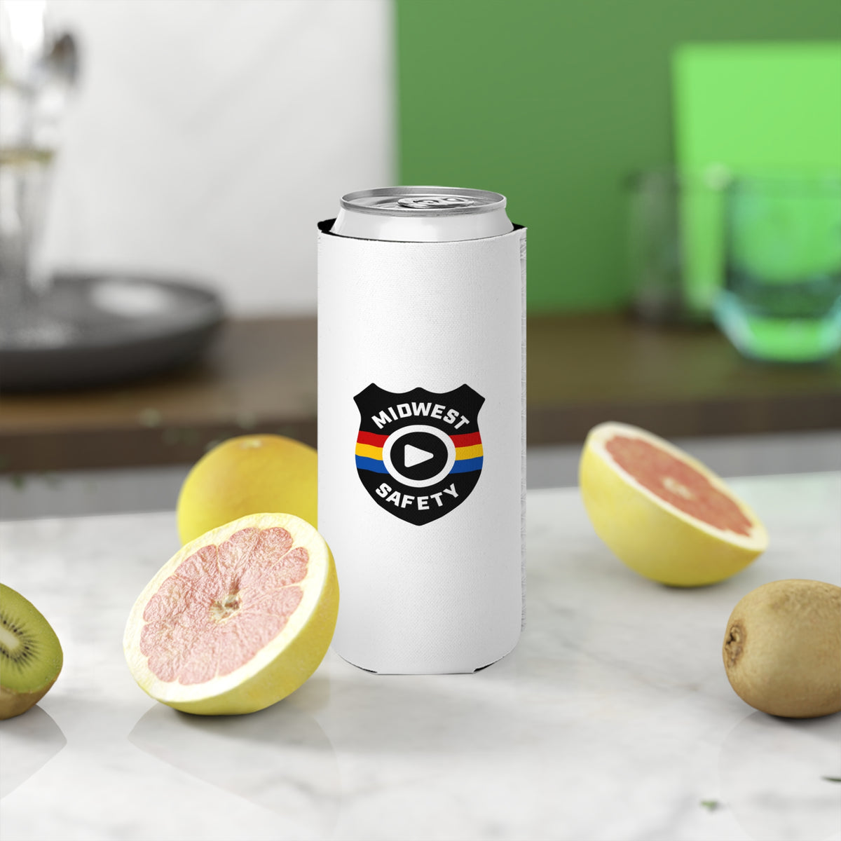 Midwest Safety Slim Can Cooler in White (Double-Sided)