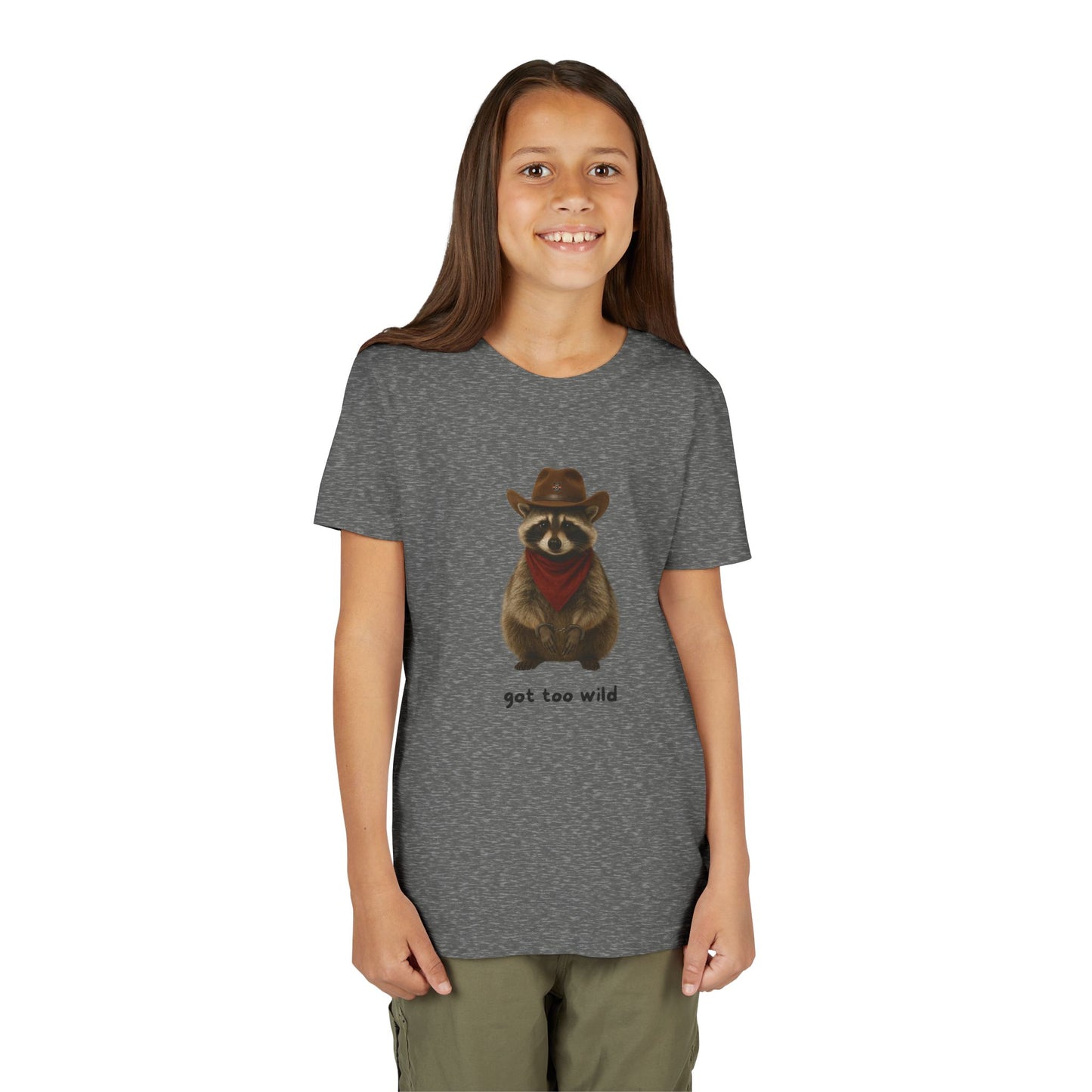Youth Short Sleeve Tee 'Got Too Wild' Rebel the Raccoon