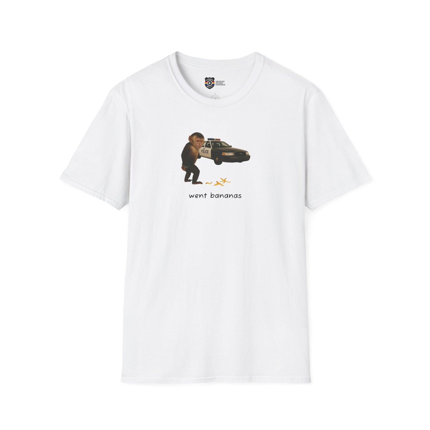 Went Bananas Unisex Softstyle Police Silly T-Shirt - Fun & Quirky Graphic Tee