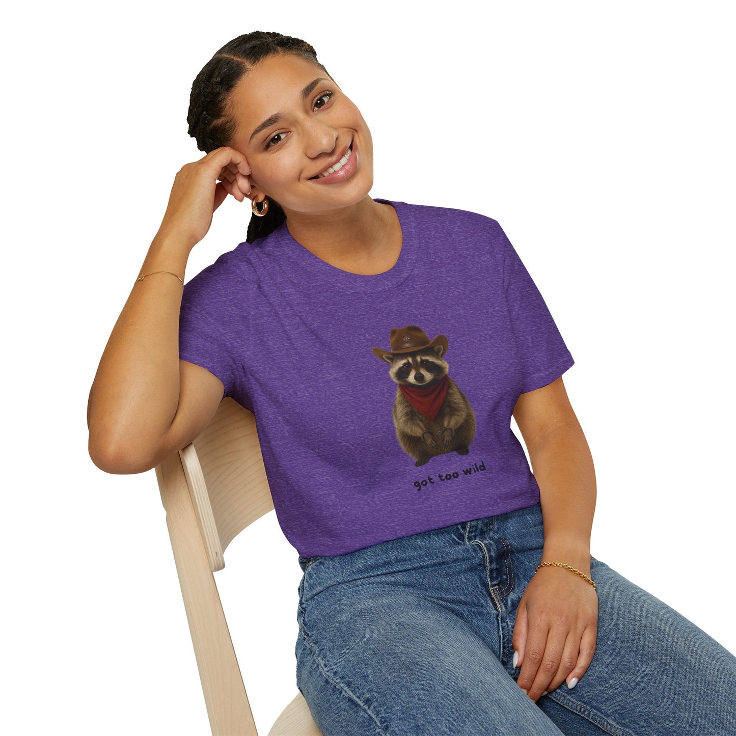 Got Too Wild Raccoon Cowboy Unisex Softstyle T-Shirt