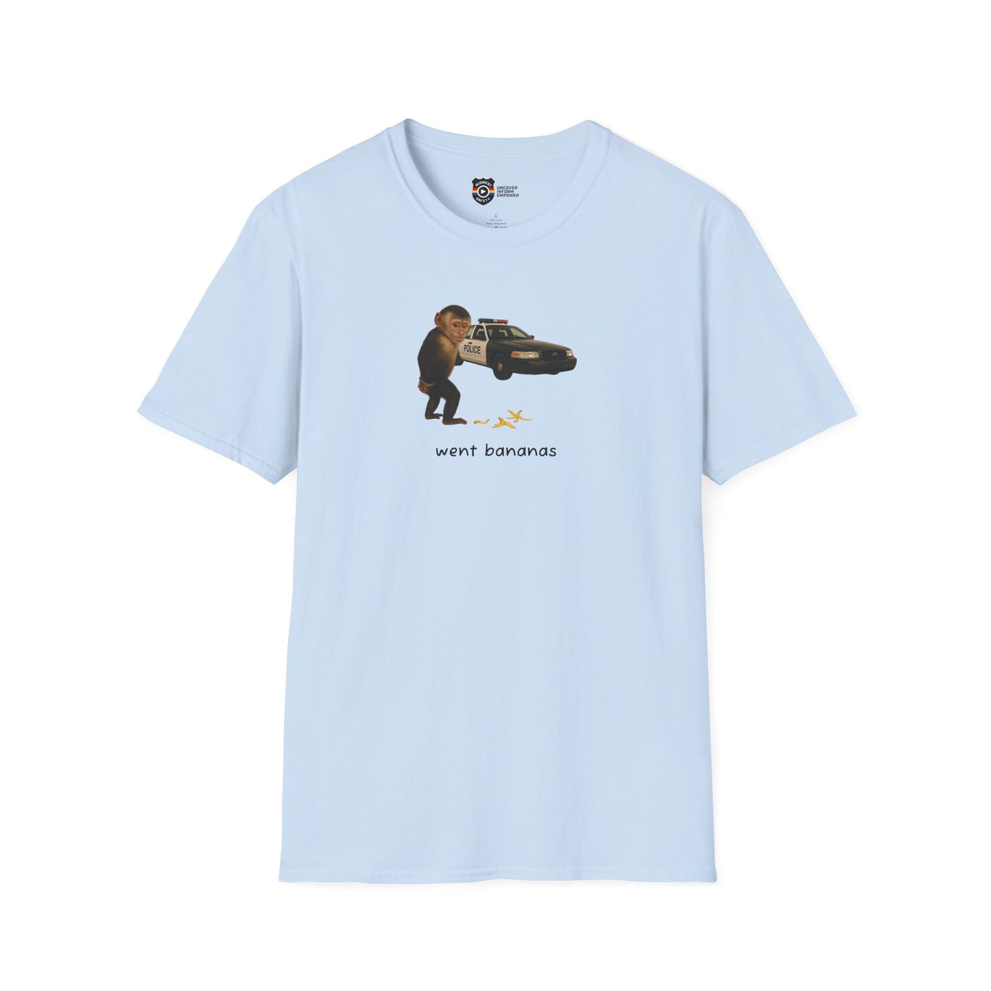 Went Bananas Unisex Softstyle Police Silly T-Shirt - Fun & Quirky Graphic Tee