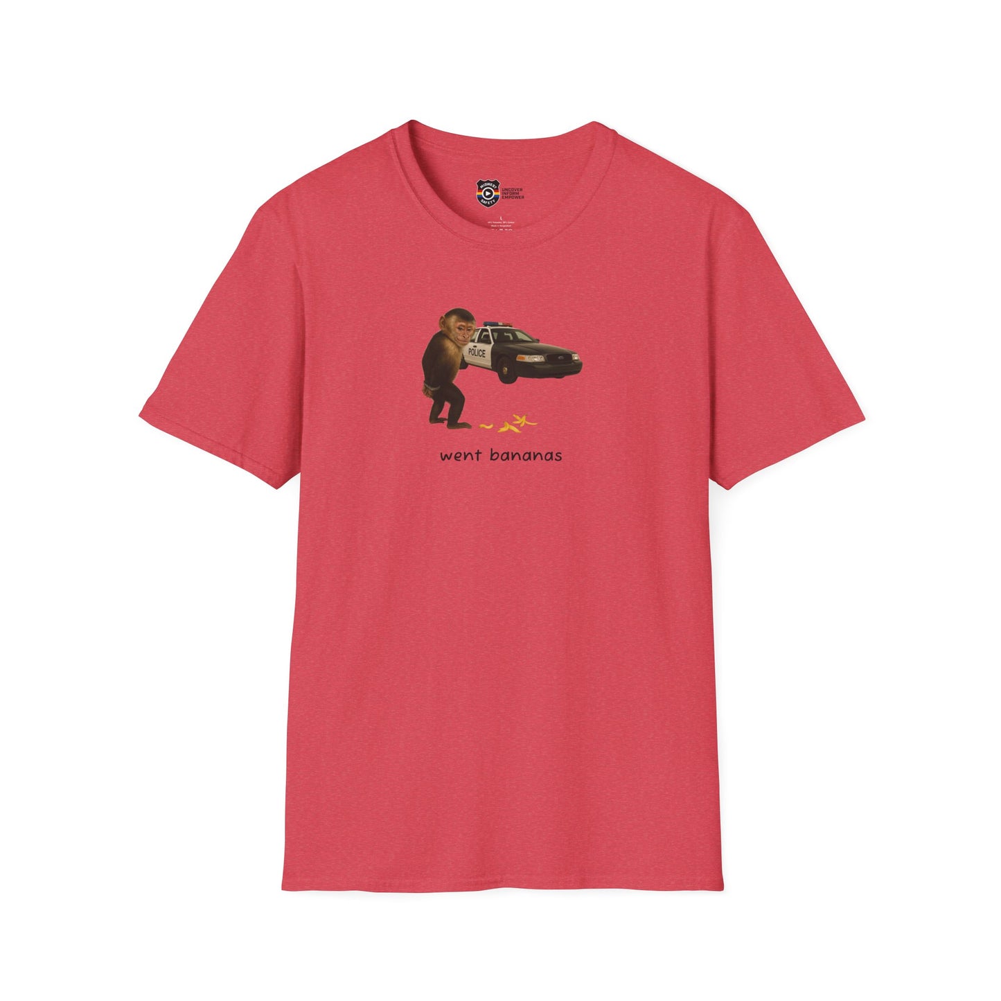 Went Bananas Unisex Softstyle Police Silly T-Shirt - Fun & Quirky Graphic Tee