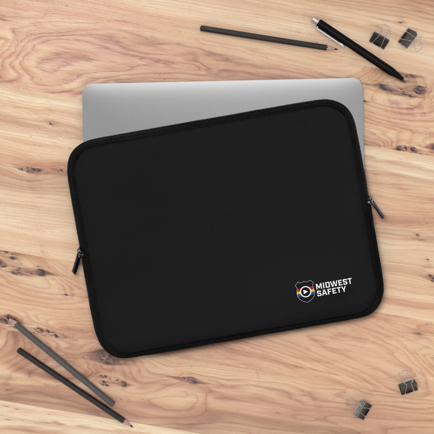 Midnight Safety Laptop Sleeve Text Logo - Stylish Protection for Your Device
