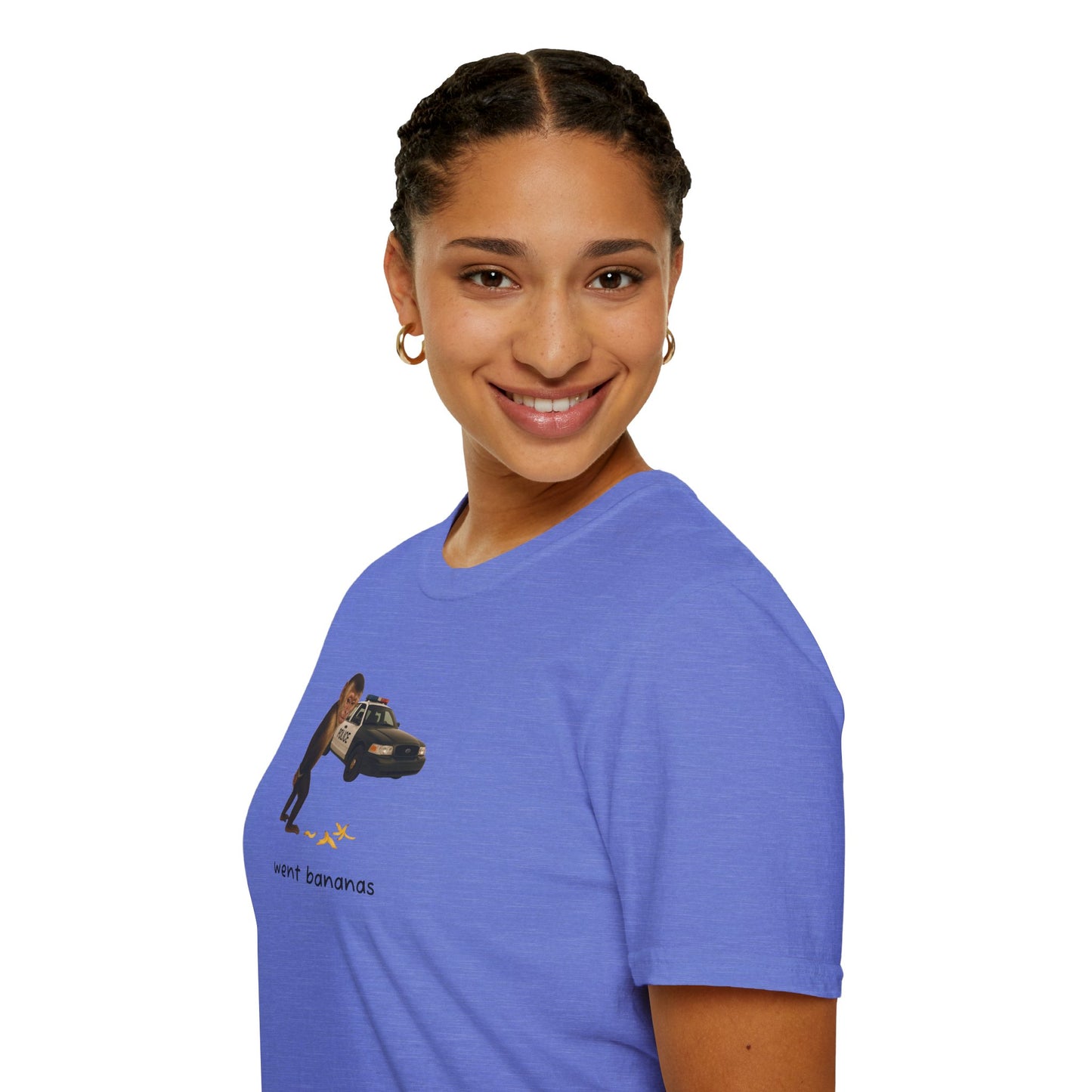 Went Bananas Unisex Softstyle Police Silly T-Shirt - Fun & Quirky Graphic Tee