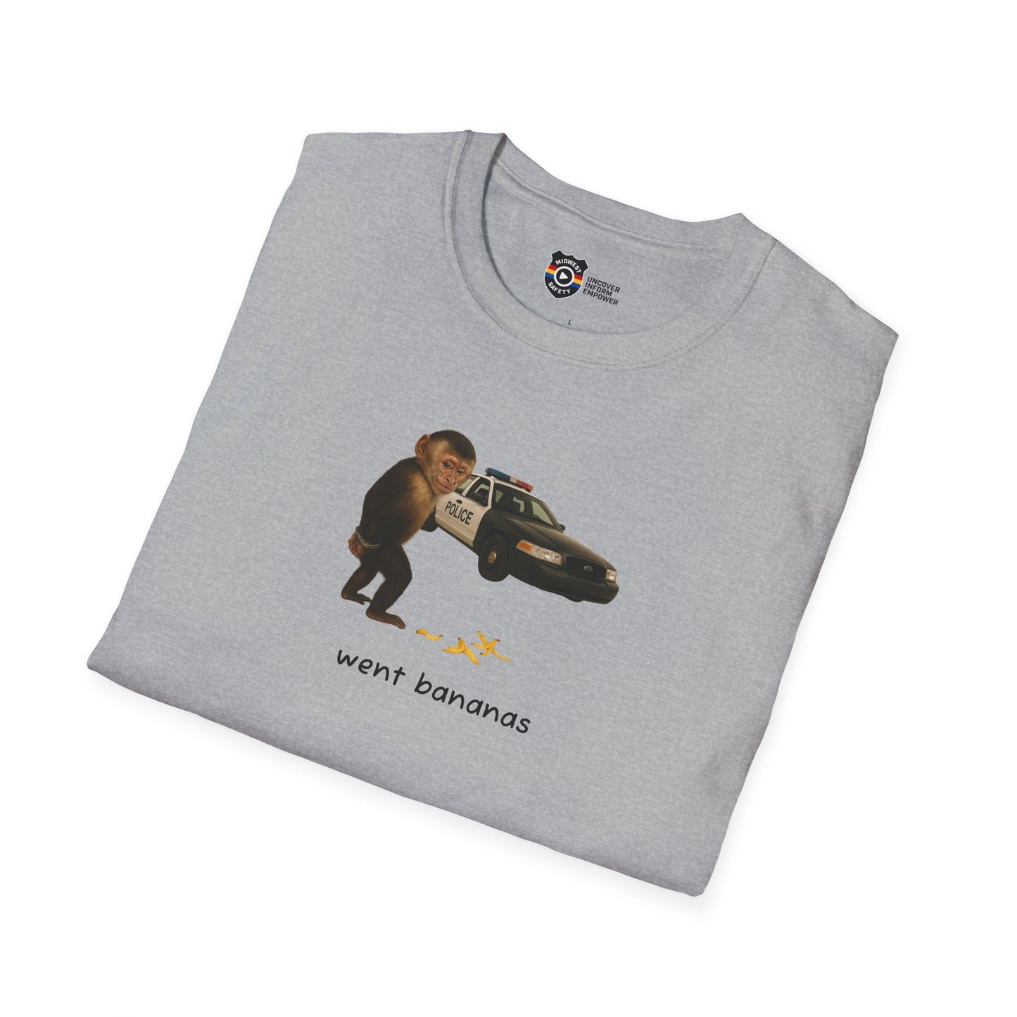 Went Bananas Unisex Softstyle Police Silly T-Shirt - Fun & Quirky Graphic Tee