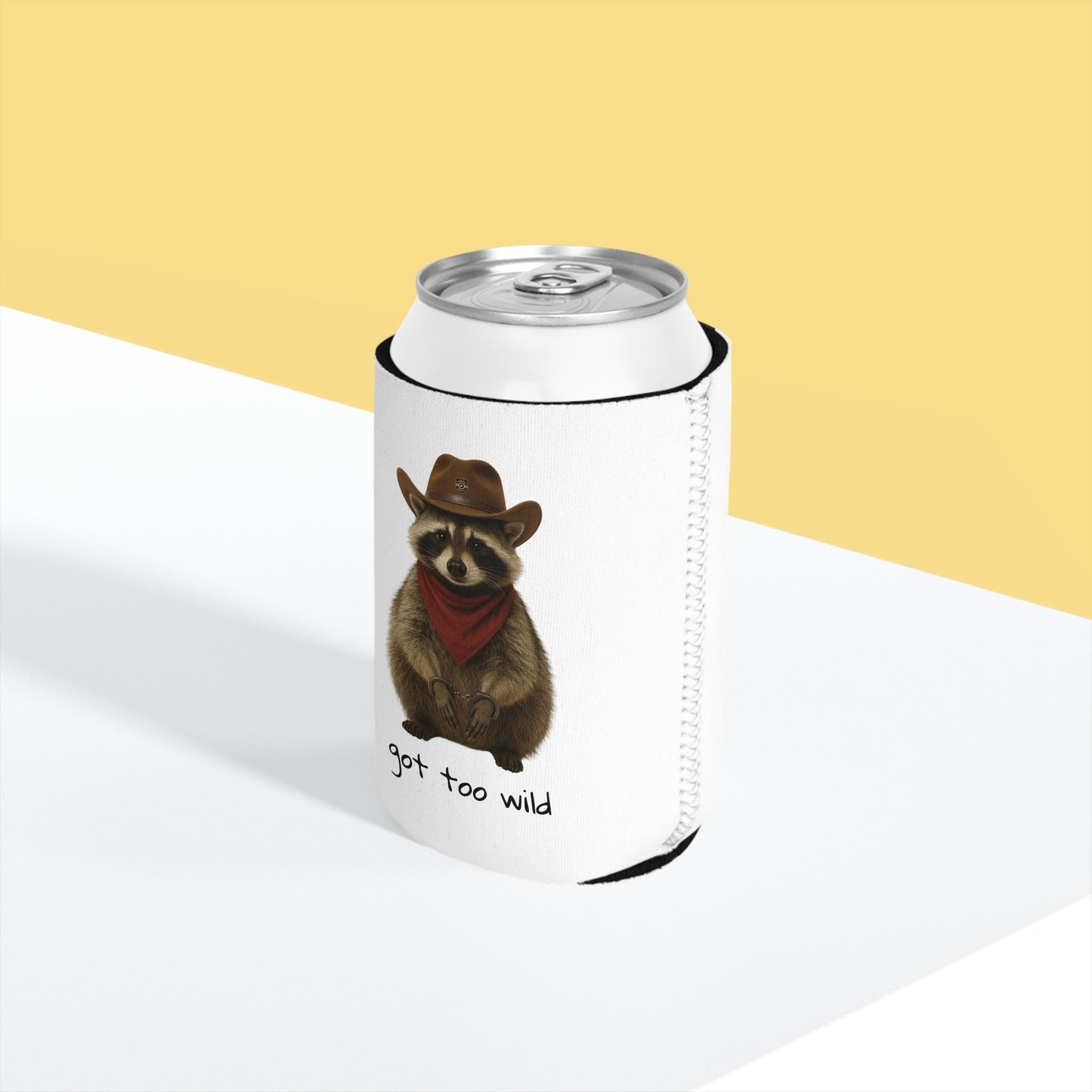 Wild Raccoon Can Cooler Sleeve | Funny Drink Holder for Parties, BBQs, Camping, Gifts for Friends, Summer Fun