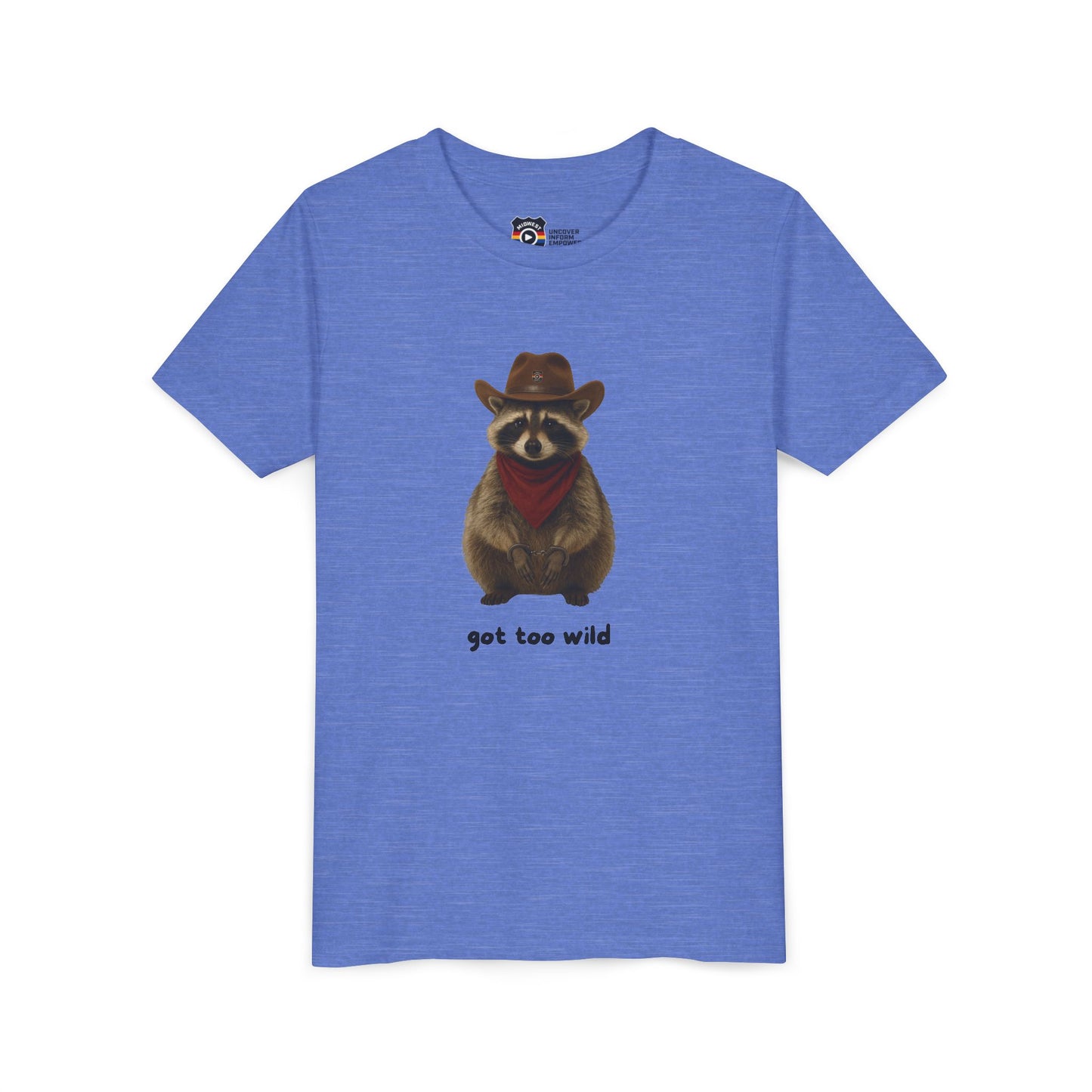 Youth Short Sleeve Tee 'Got Too Wild' Rebel the Raccoon
