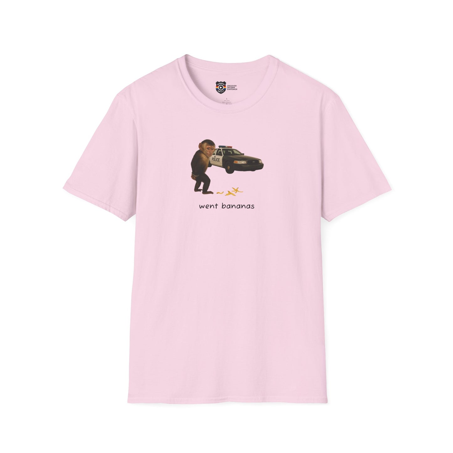 Went Bananas Unisex Softstyle Police Silly T-Shirt - Fun & Quirky Graphic Tee