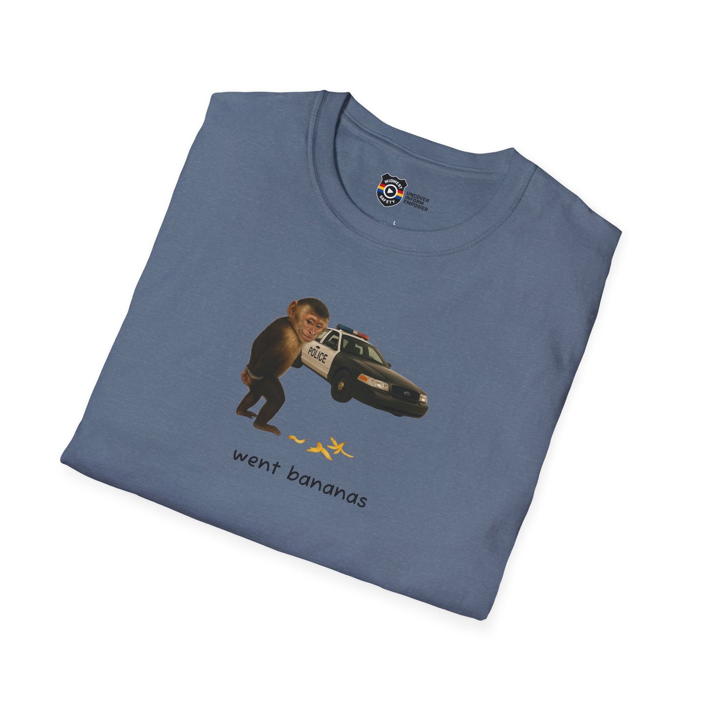 Went Bananas Unisex Softstyle Police Silly T-Shirt - Fun & Quirky Graphic Tee