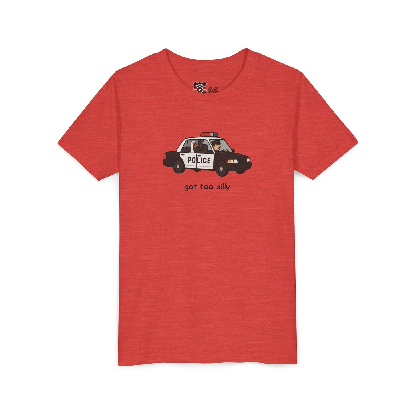 Youth Short Sleeve Tee Funny Police Car, 'Got Too Silly'