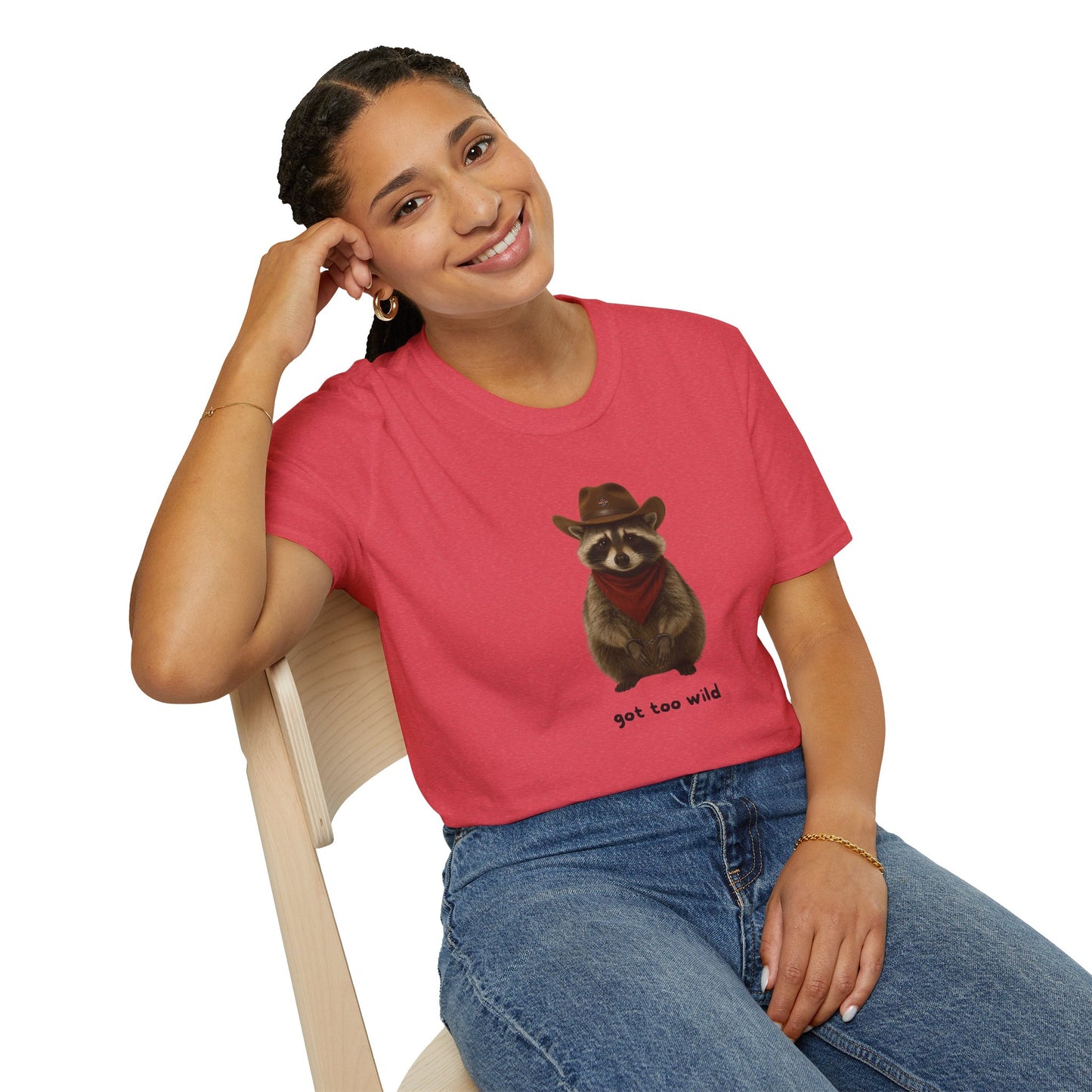 Got Too Wild Raccoon Cowboy Unisex Softstyle T-Shirt
