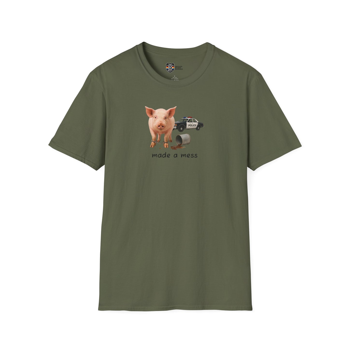 Unisex Softstyle Police Silly T-Shirt 'Made a Mess' - Fun & Quirky Graphic Tee