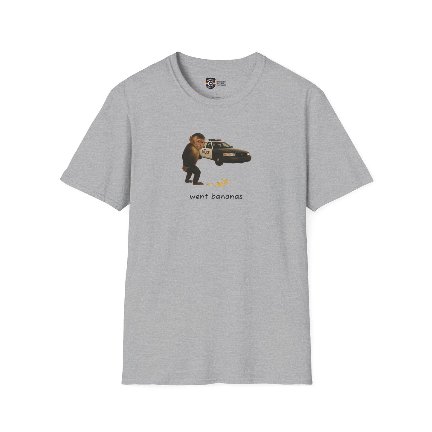 Went Bananas Unisex Softstyle Police Silly T-Shirt - Fun & Quirky Graphic Tee