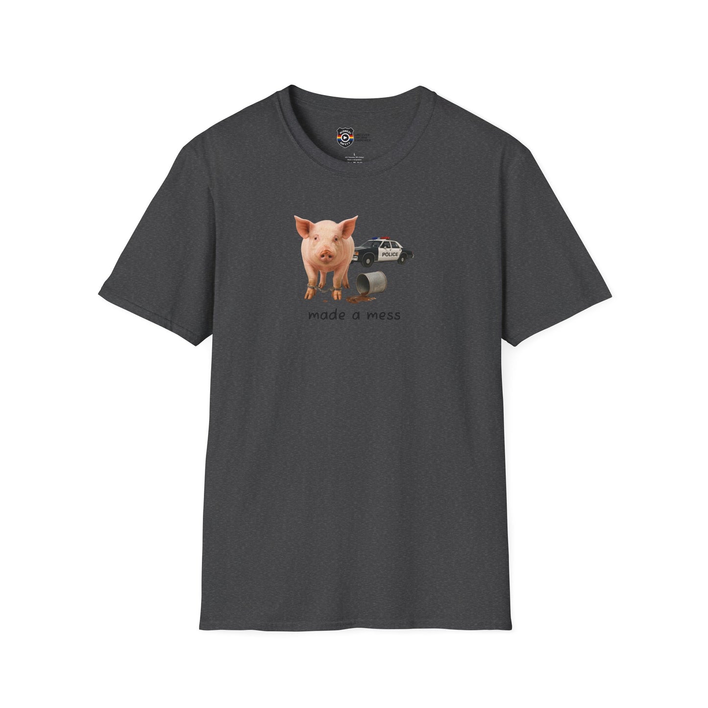 Unisex Softstyle Police Silly T-Shirt 'Made a Mess' - Fun & Quirky Graphic Tee