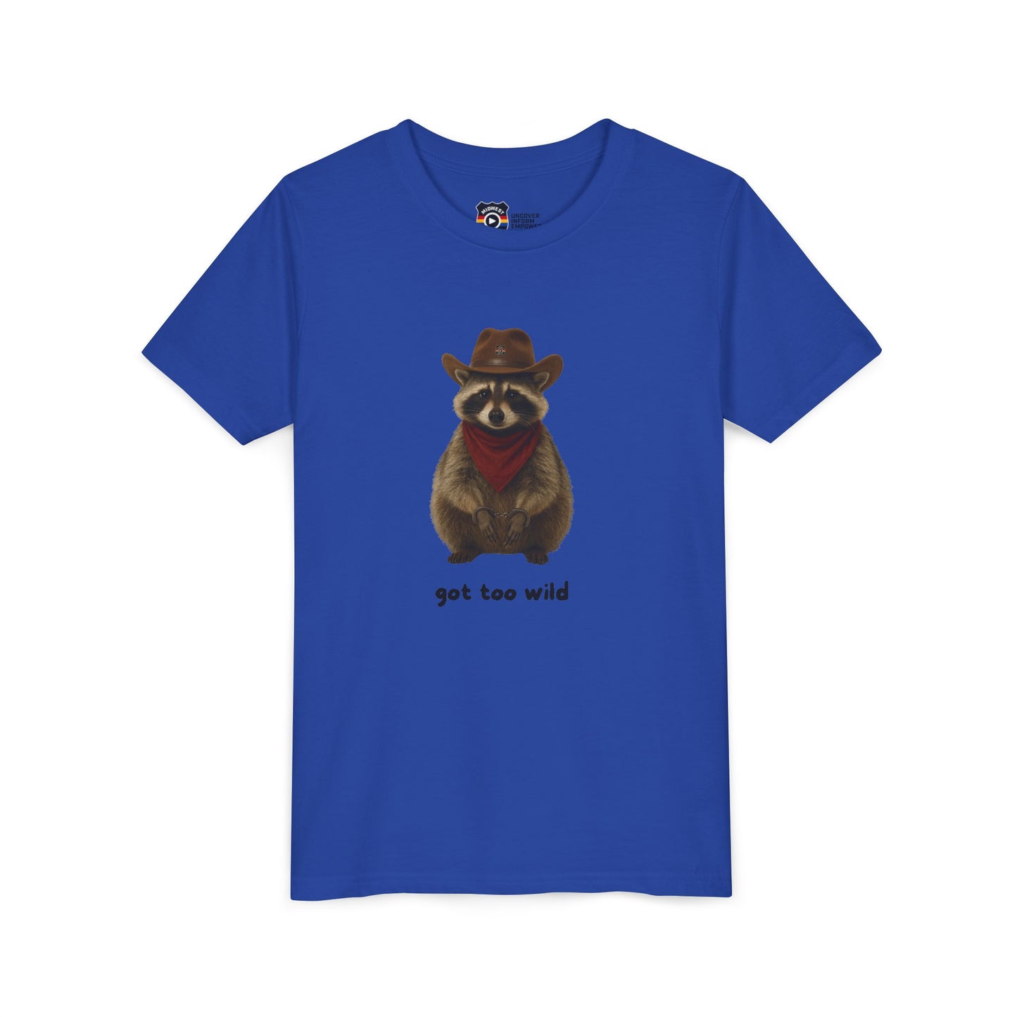 Youth Short Sleeve Tee 'Got Too Wild' Rebel the Raccoon