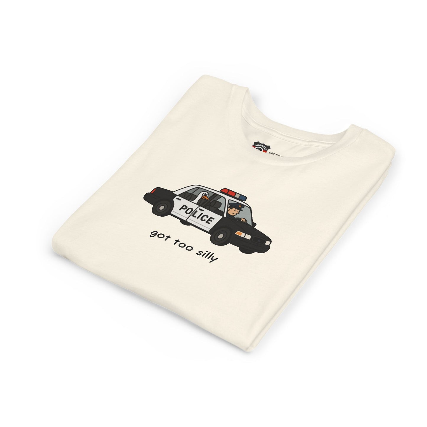 Youth Short Sleeve Tee Funny Police Car, 'Got Too Silly'