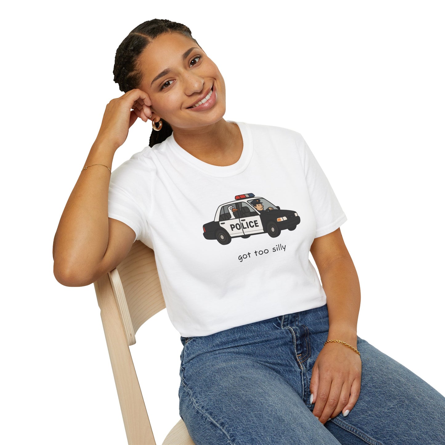 Unisex Softstyle Police Silly T-Shirt - Fun & Quirky Graphic Tee Alternate