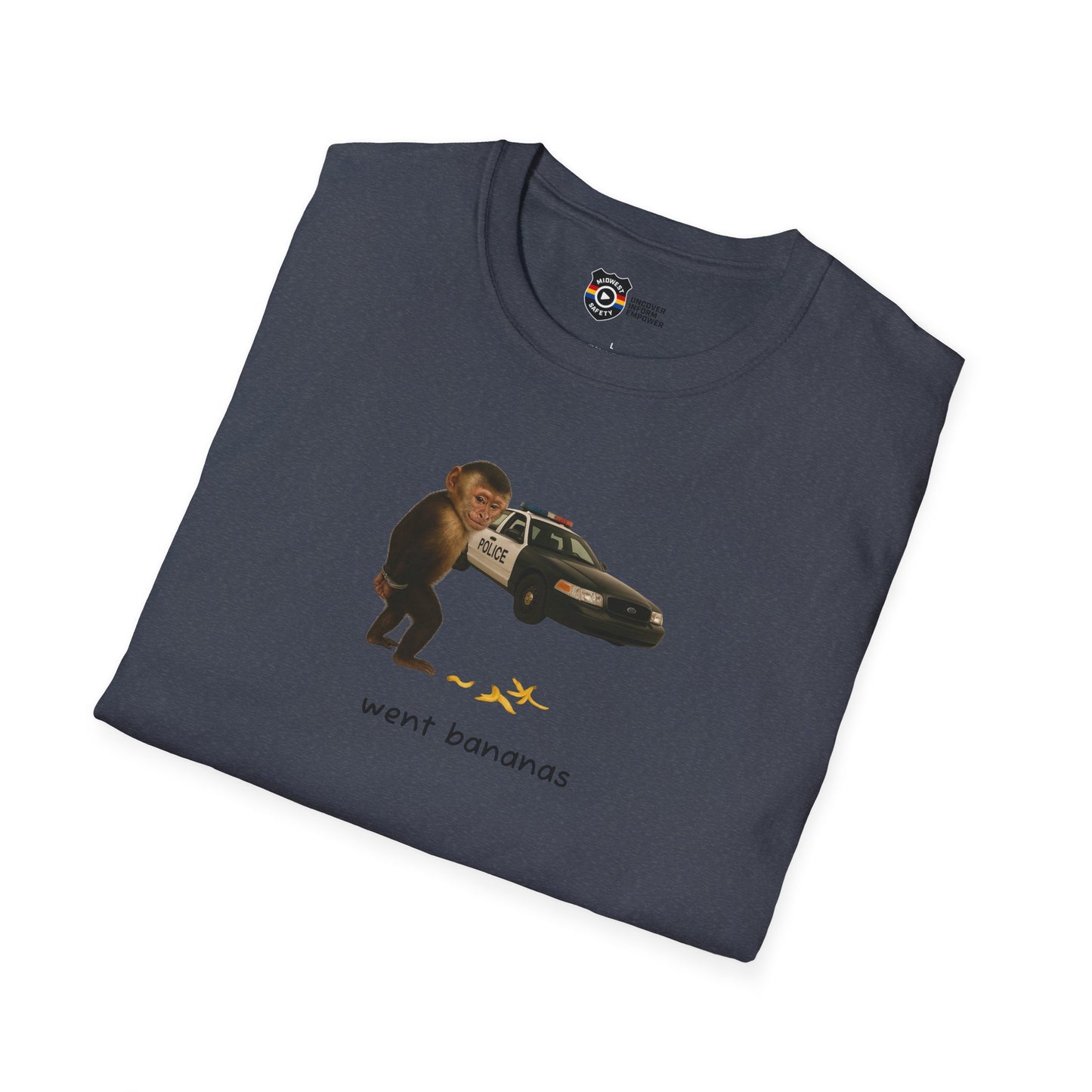 Went Bananas Unisex Softstyle Police Silly T-Shirt - Fun & Quirky Graphic Tee