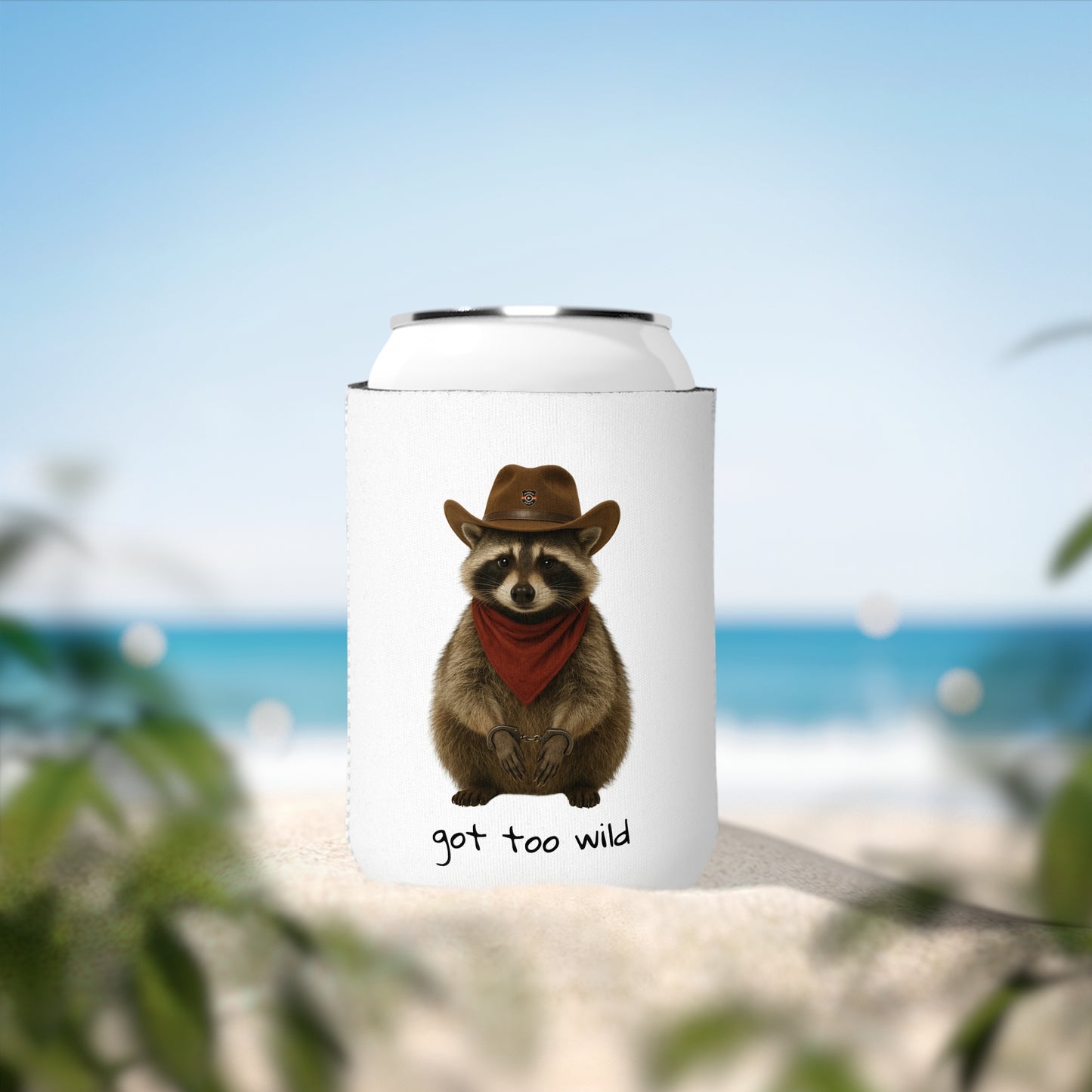 Wild Raccoon Can Cooler Sleeve | Funny Drink Holder for Parties, BBQs, Camping, Gifts for Friends, Summer Fun
