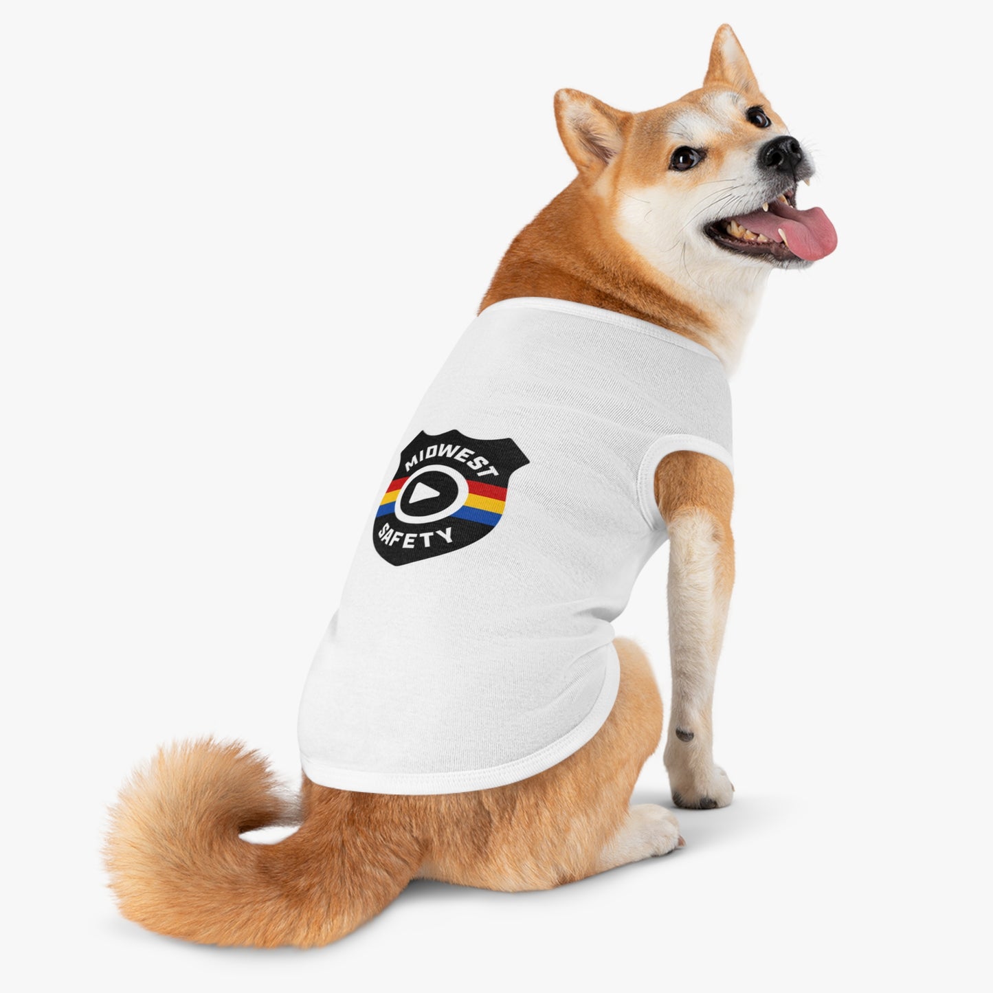 Pet Tank Top with Midwest Safety Badge Design, Cute Dog Apparel, Summer Pet Clothing, Fun Pet Gift, Adorable Dog Tank Top